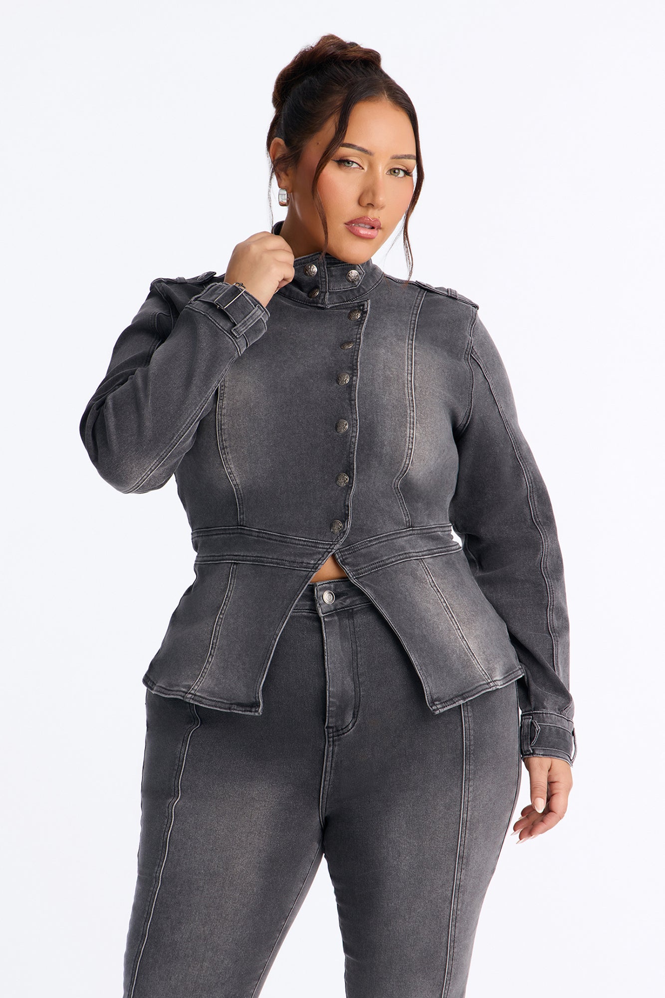 Out Past Midnight Stretch Denim Jacket - Black