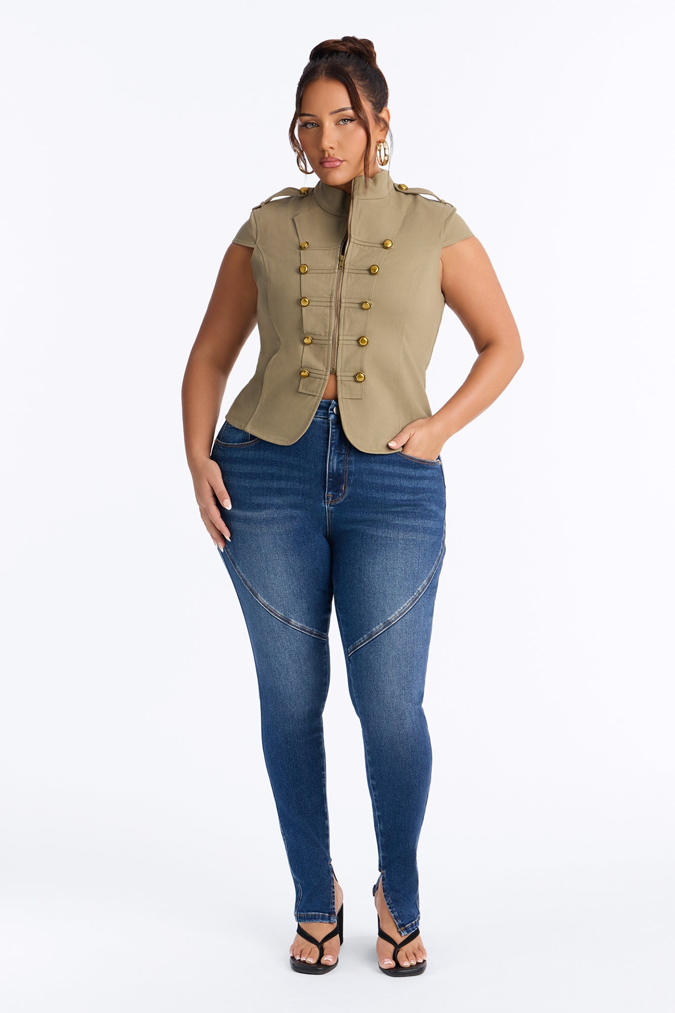 Rialto High Rise Split Hem Skinny Jeans - Dark Wash