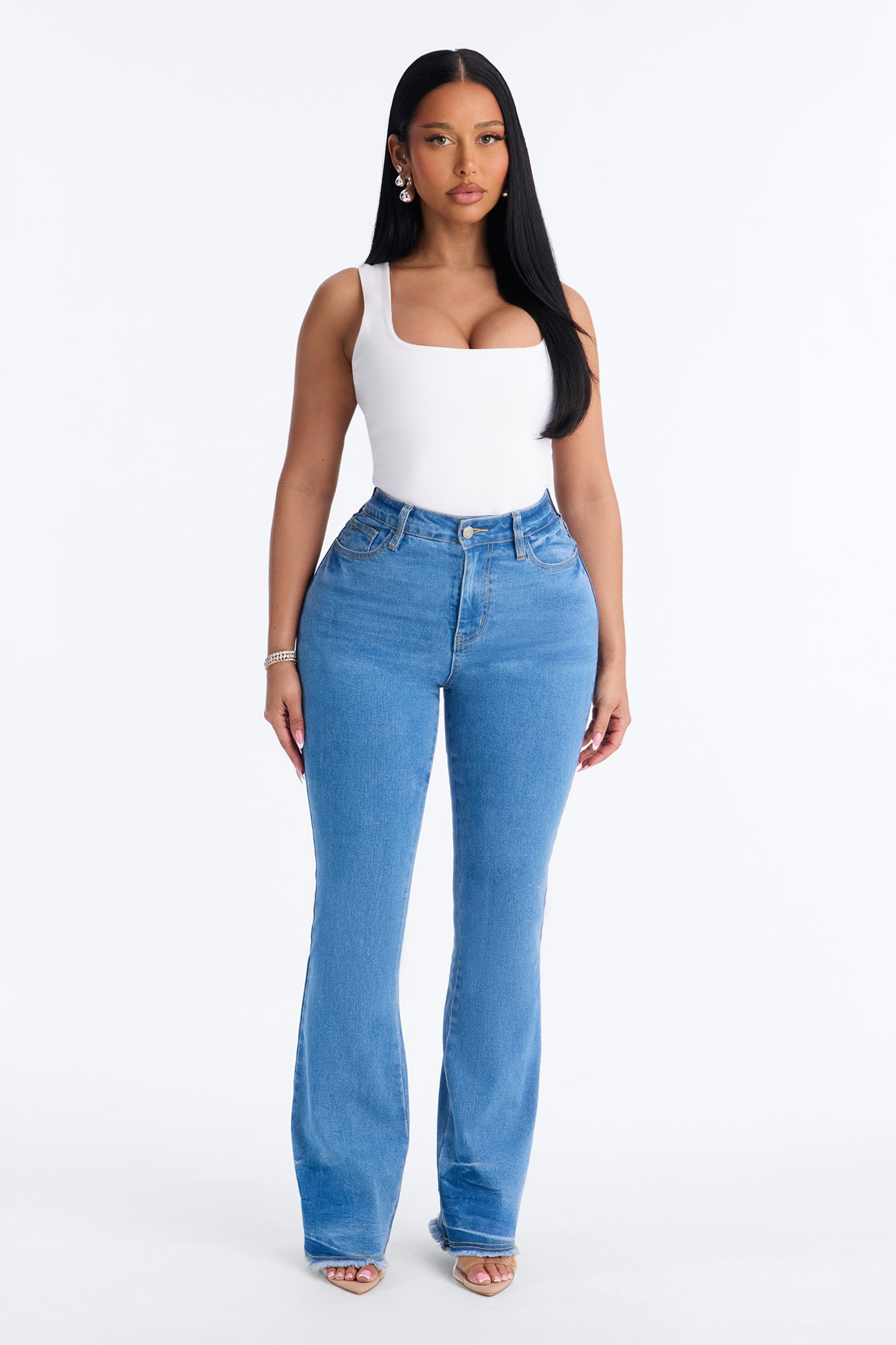 Marlow High Rise Stretch Flare Jeans - Medium Wash