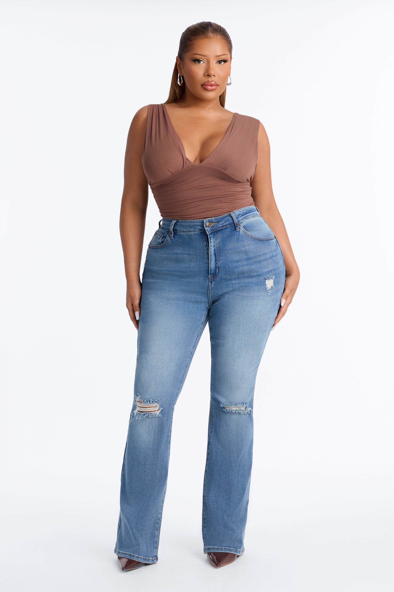 Attention Seeker Soft Stretch Flare Jeans - Medium Wash