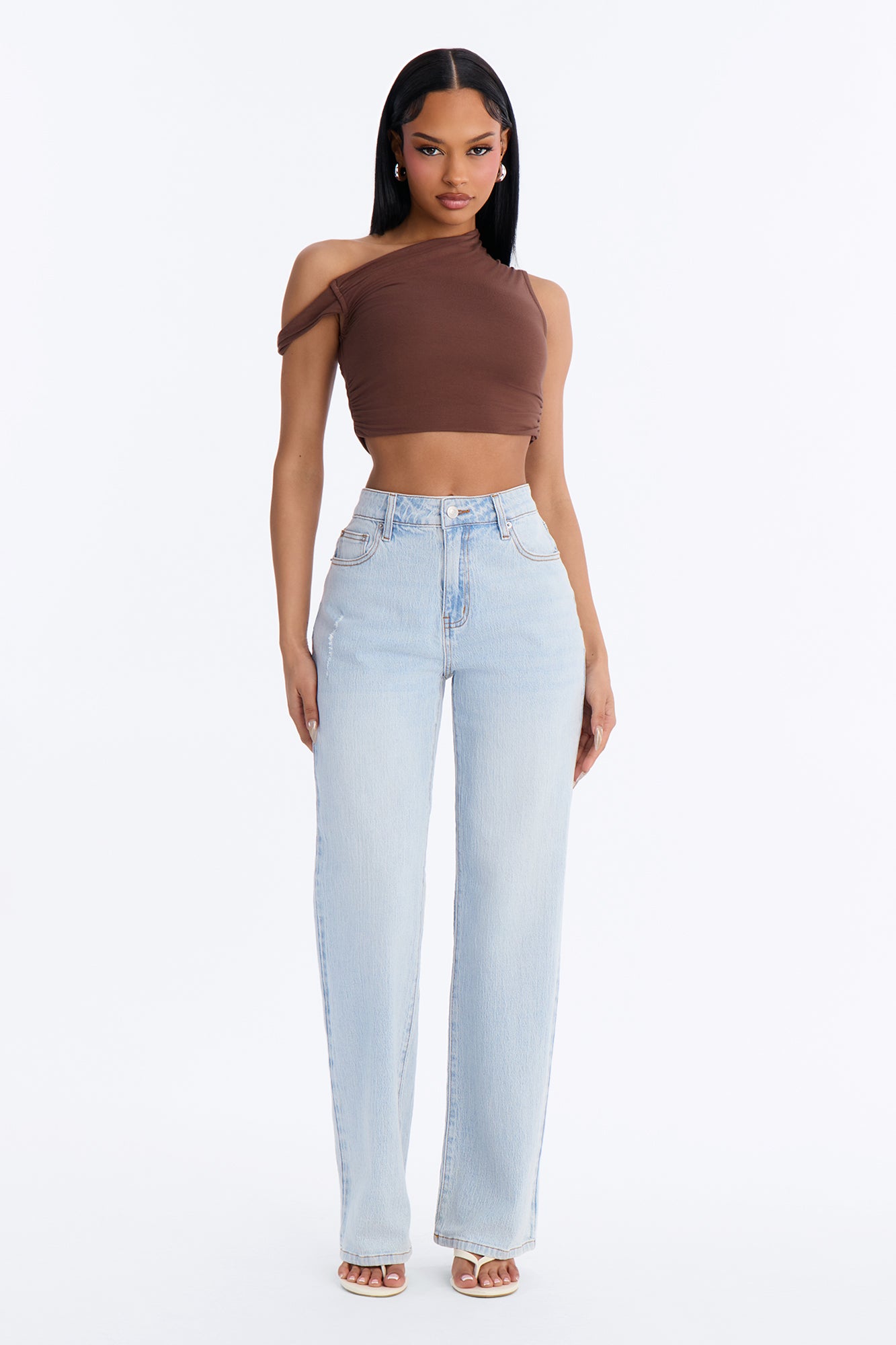 Next Chapter High Rise Stretch Straight Leg Jeans - Light Wash