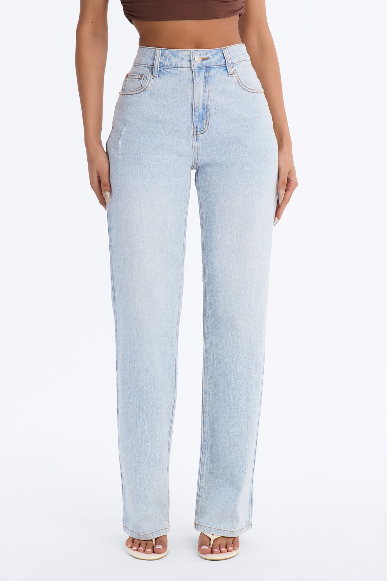 Next Chapter High Rise Stretch Straight Leg Jeans - Light Wash