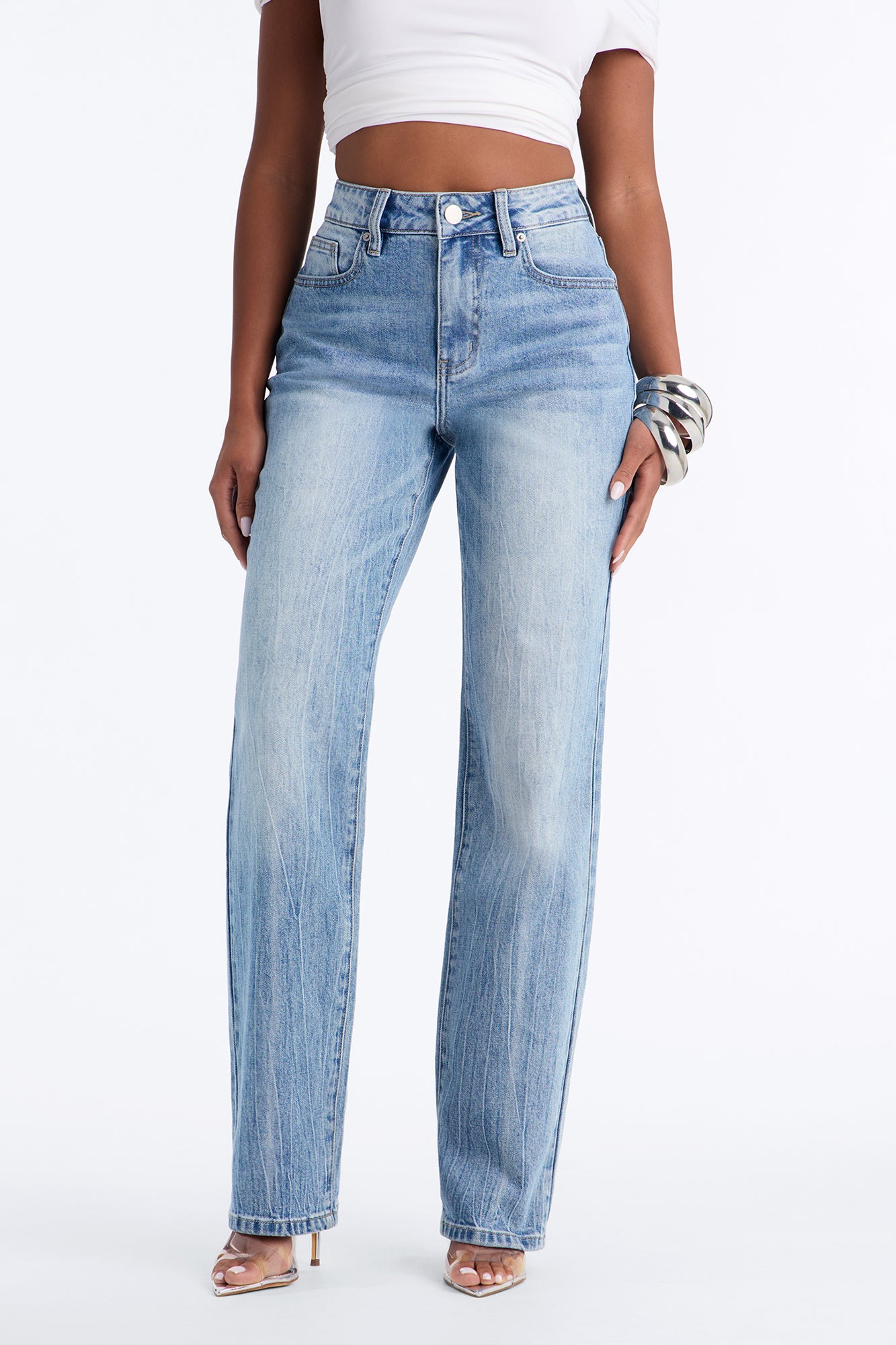 Everday Icon High Rise Stretch Straight Leg Jeans - Medium Wash