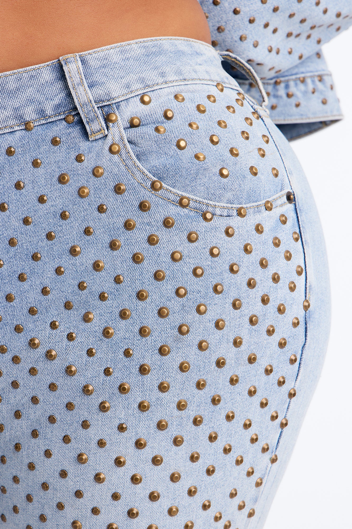 Paris Premium Stud Embellished Skinny Jeans - Light Wash