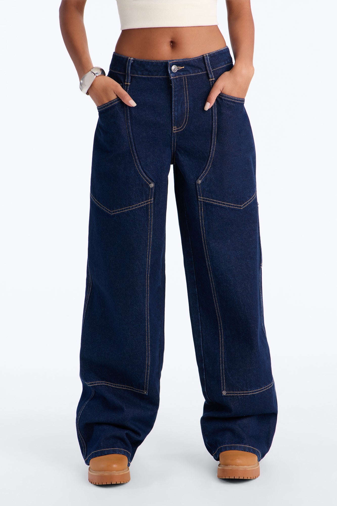 Berlin Non Stretch Wide Leg Jeans - Dark Denim