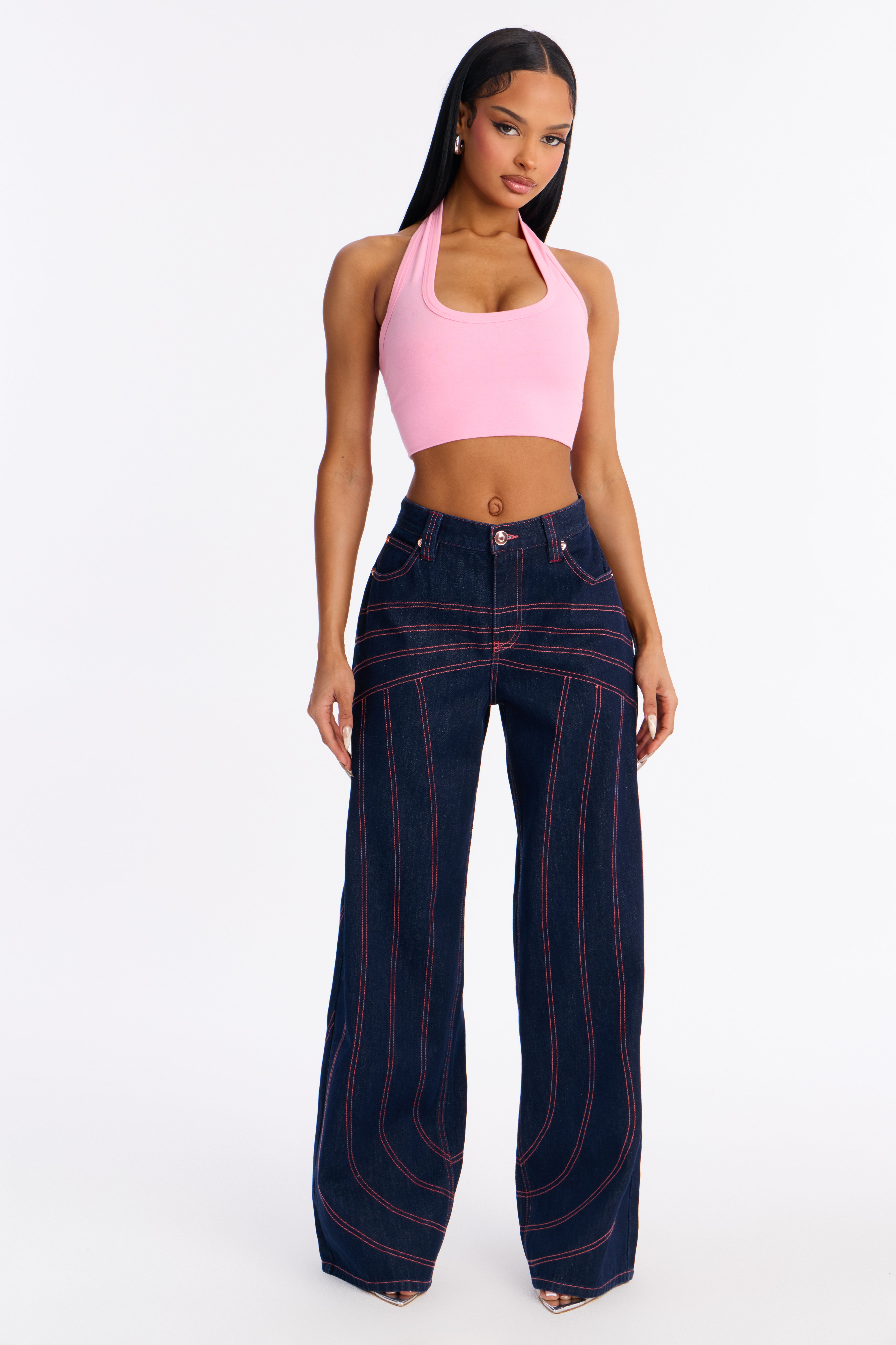 Seams Like Love Wide Leg Jeans - Dark Denim