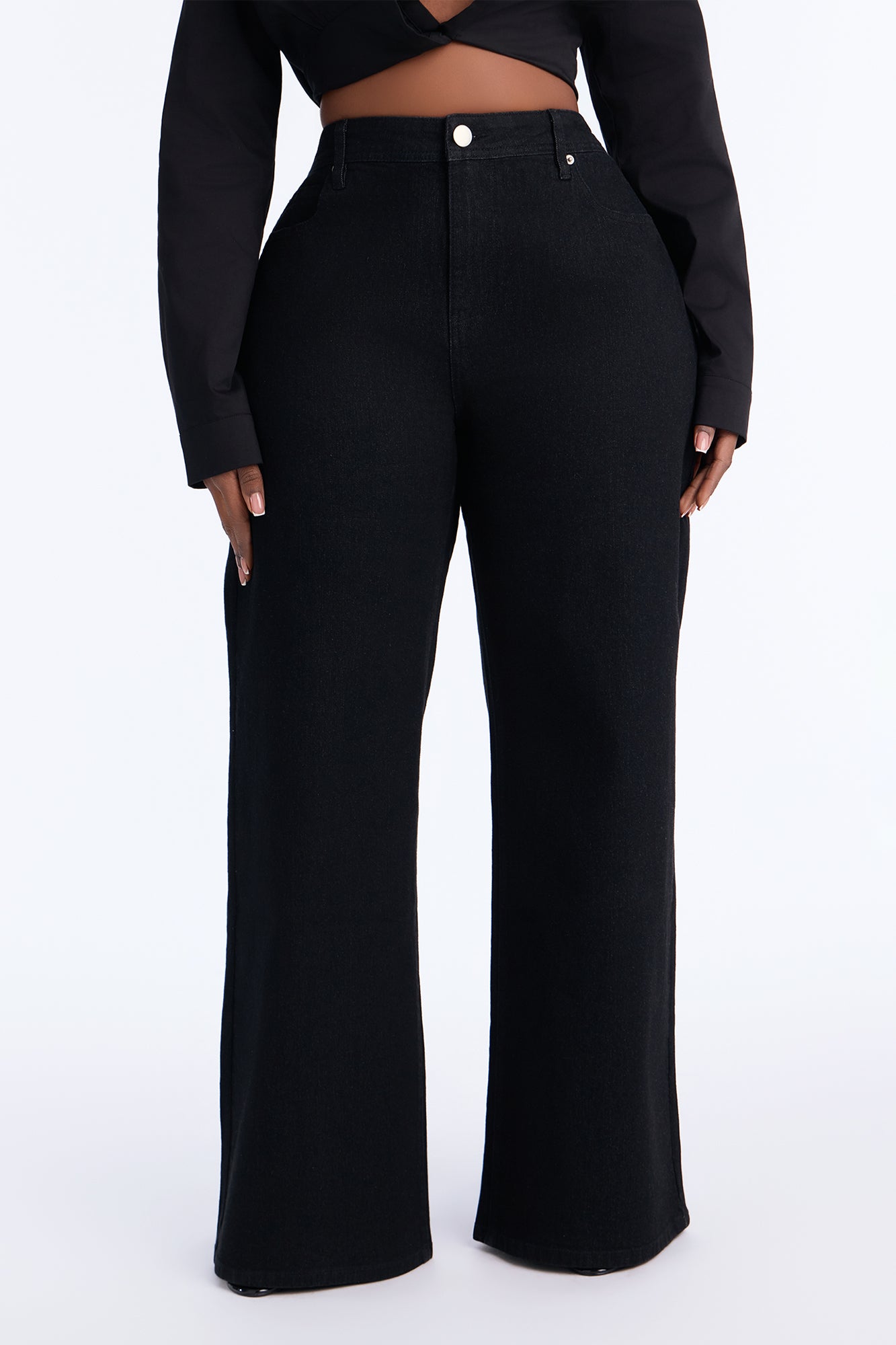 Northie Drop Waist Loose Wide Leg Jeans - Black