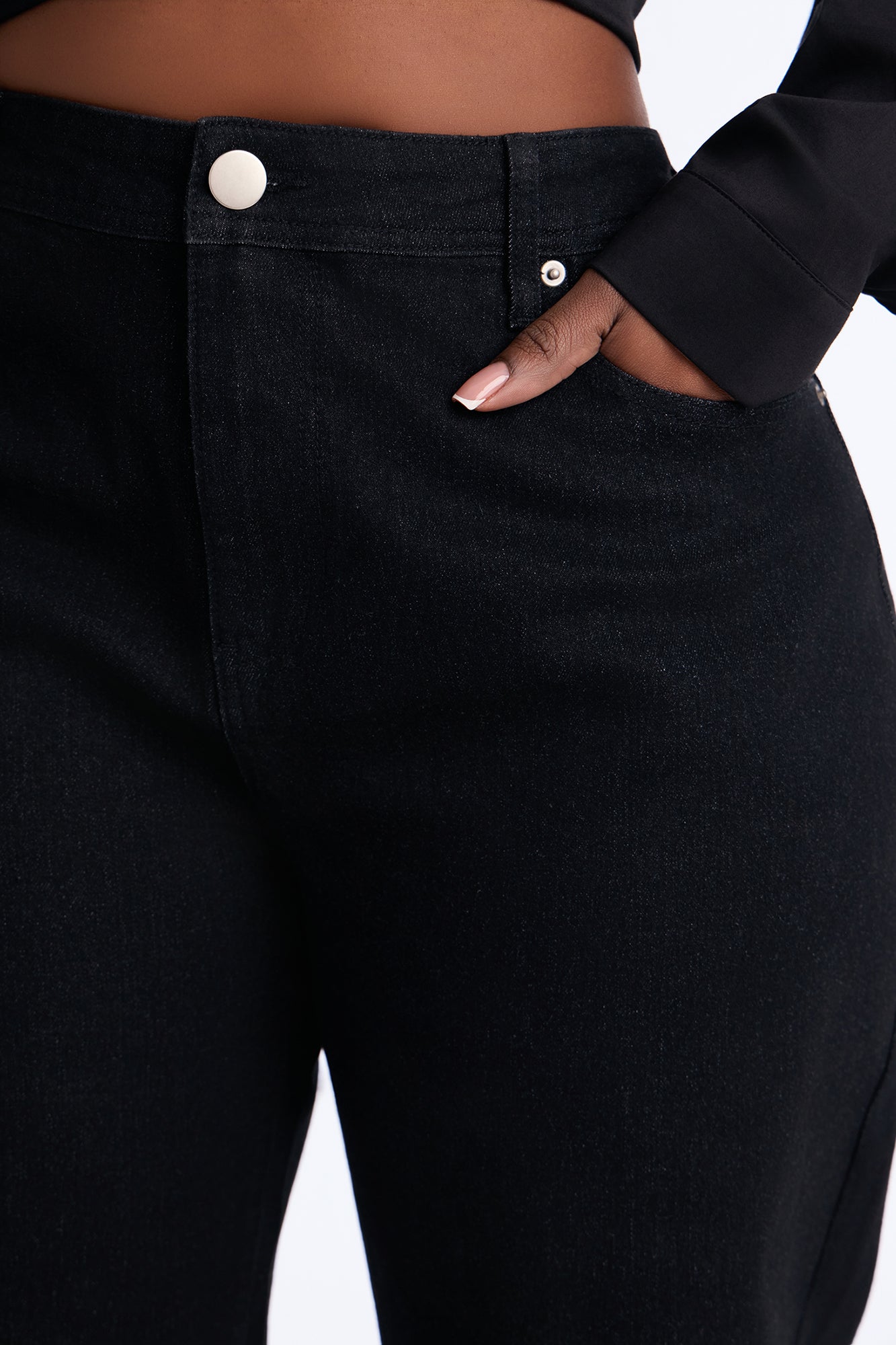 Northie Drop Waist Loose Wide Leg Jeans - Black
