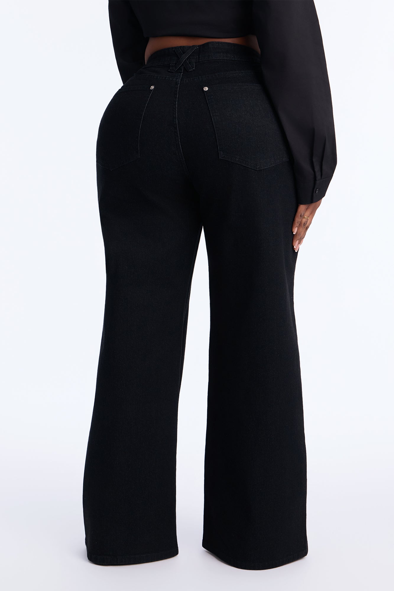 Northie Drop Waist Loose Wide Leg Jeans - Black