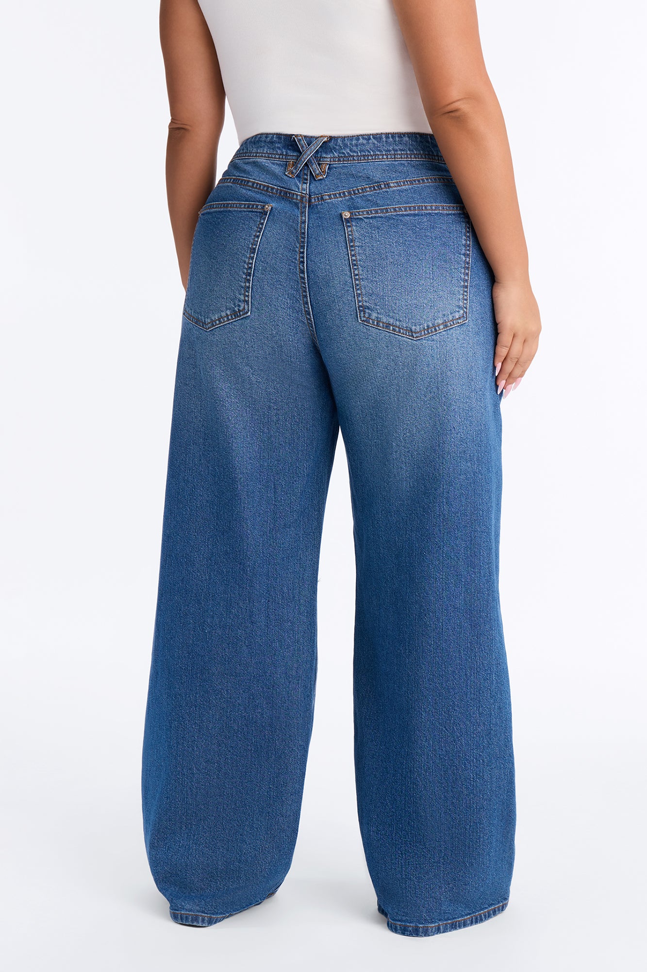Northie Drop Waist Loose Wide Leg Jeans - Medium Wash