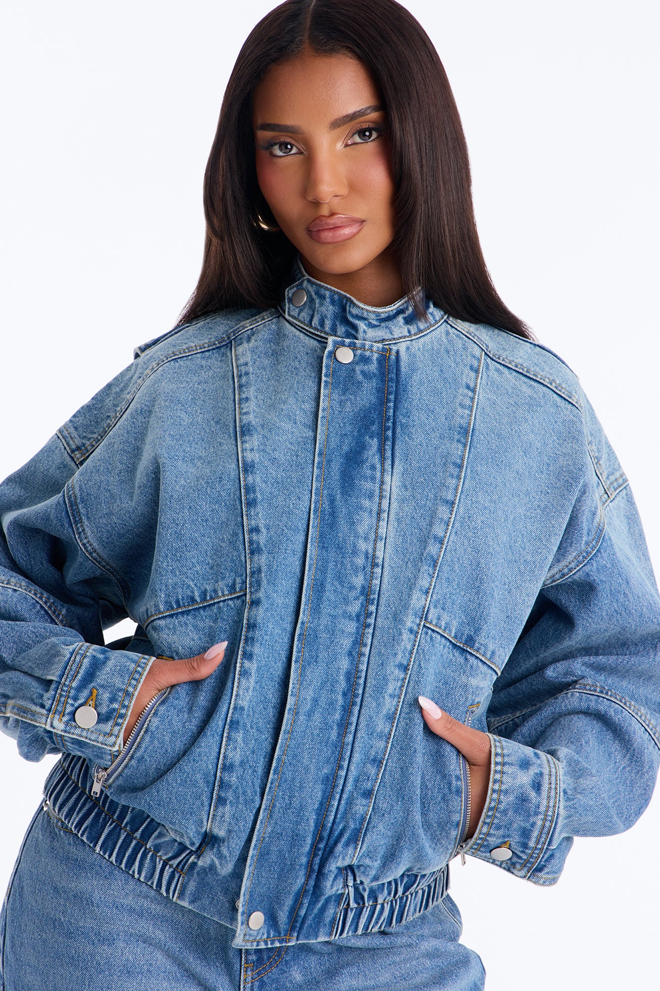 Bringing Denim Back Pant Set - Medium Wash
