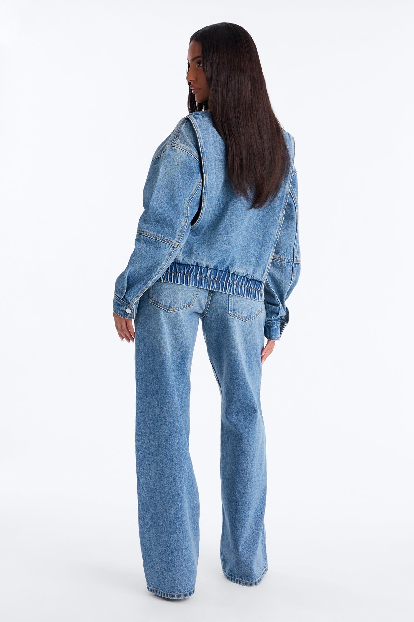 Bringing Denim Back Pant Set - Medium Wash