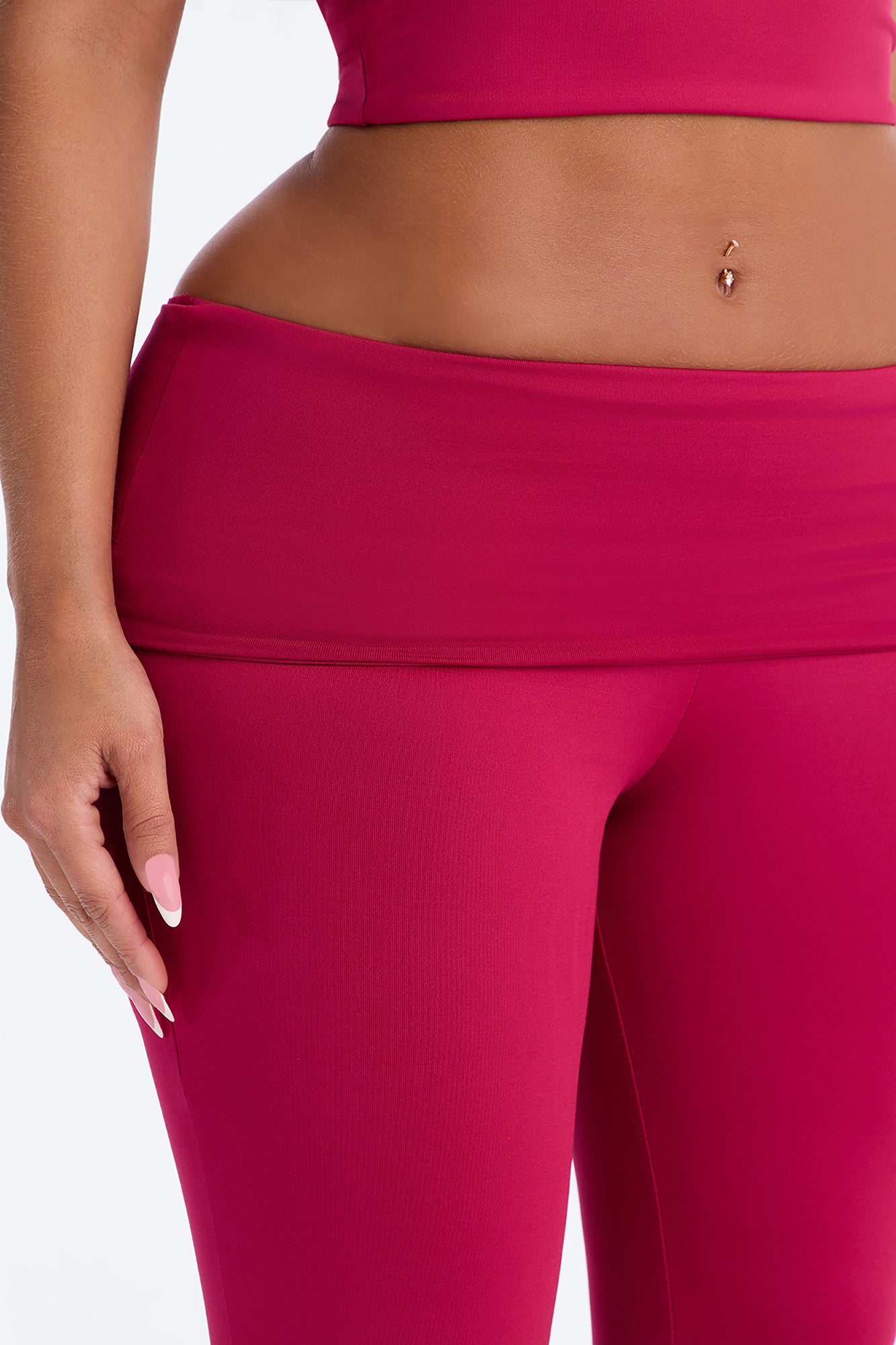 Contour Foldover Split Flare Legging - Raspberry