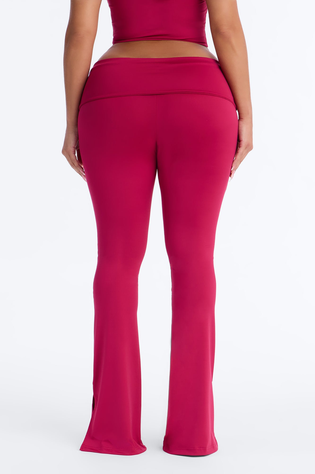 Contour Foldover Split Flare Legging - Raspberry