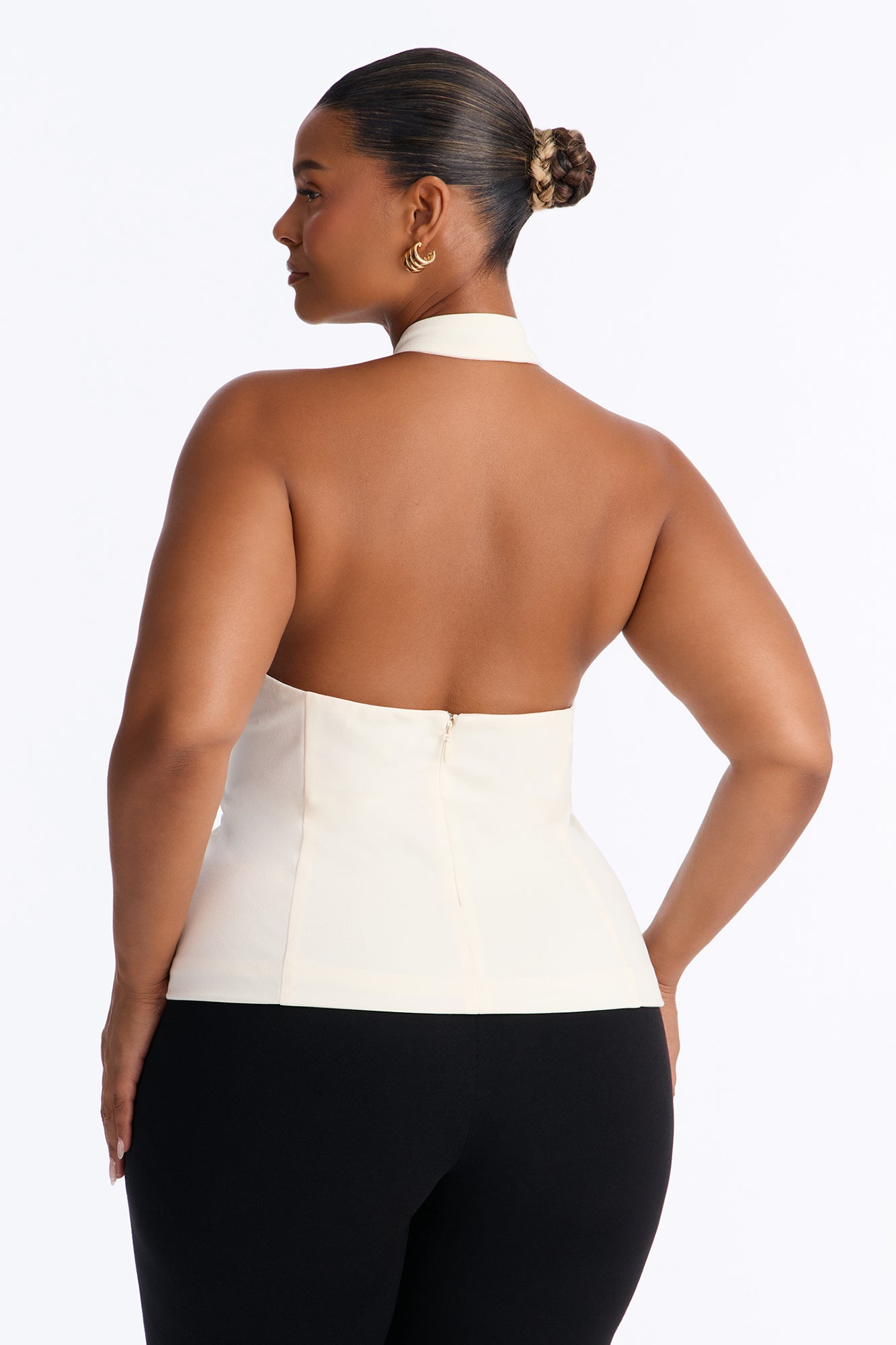 Kim Mock Neck Knot Sleeveless Top - Cream