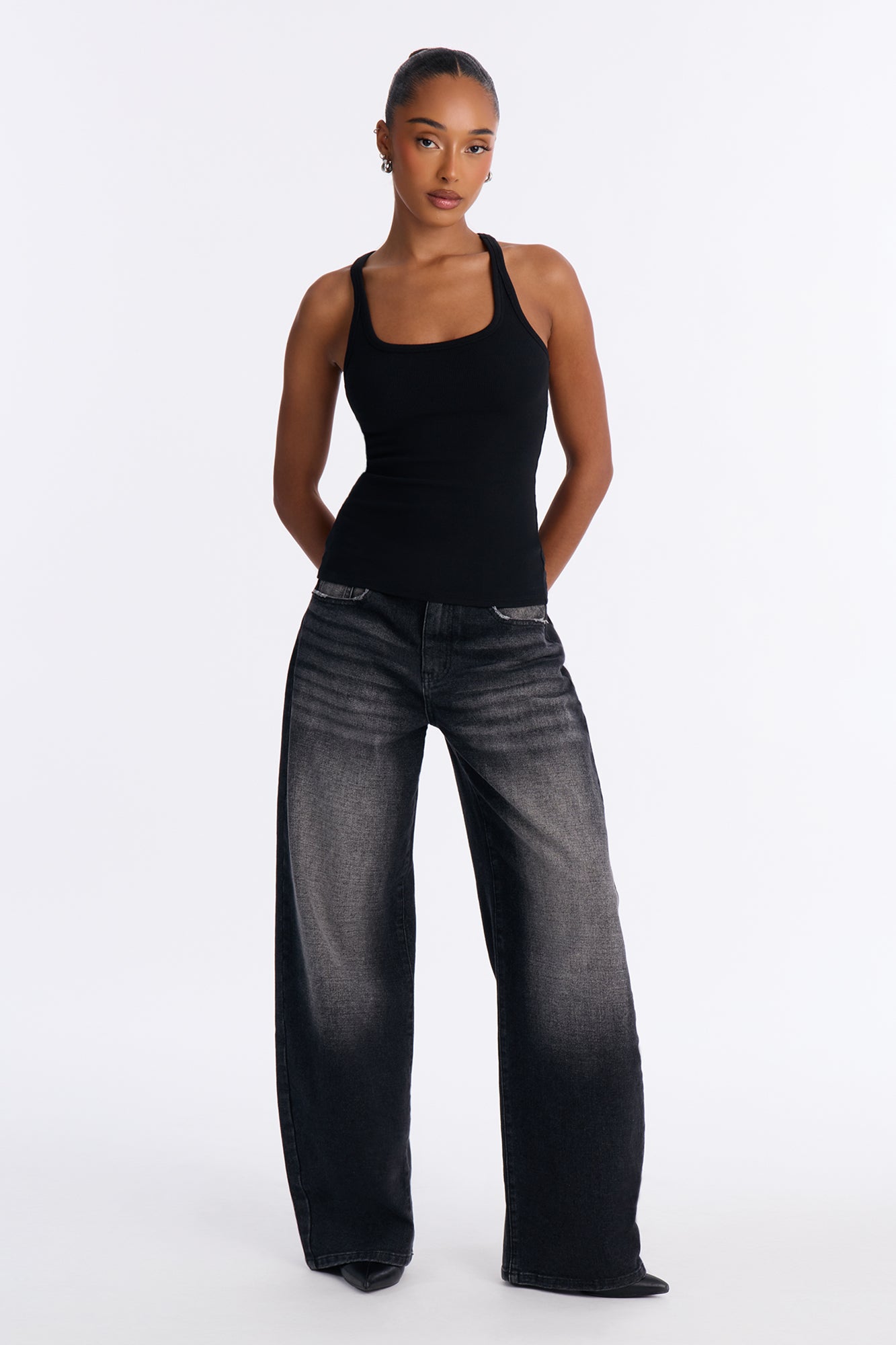 Classic Rib U Neck Tank - Black