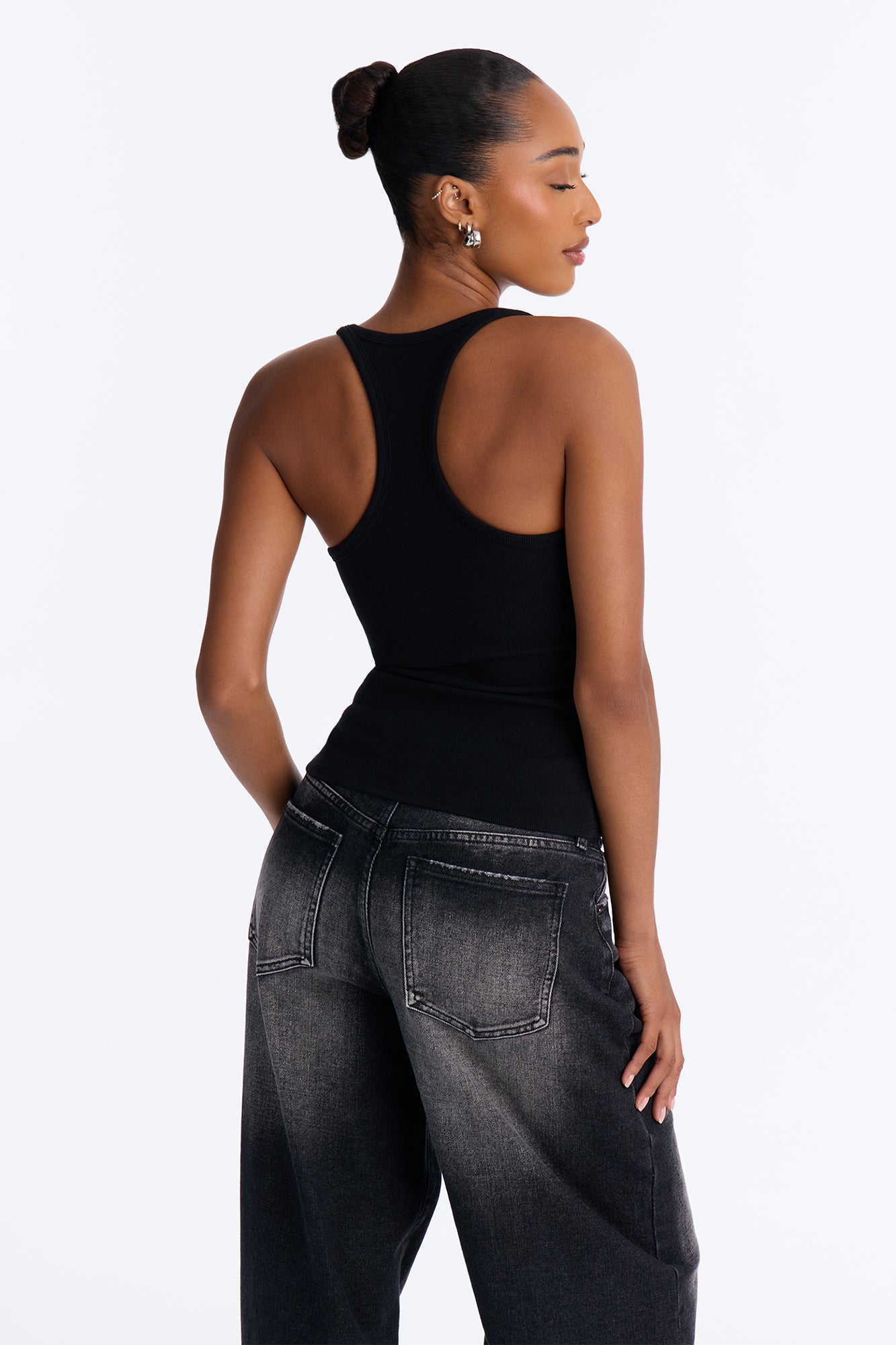 Classic Rib U Neck Tank - Black