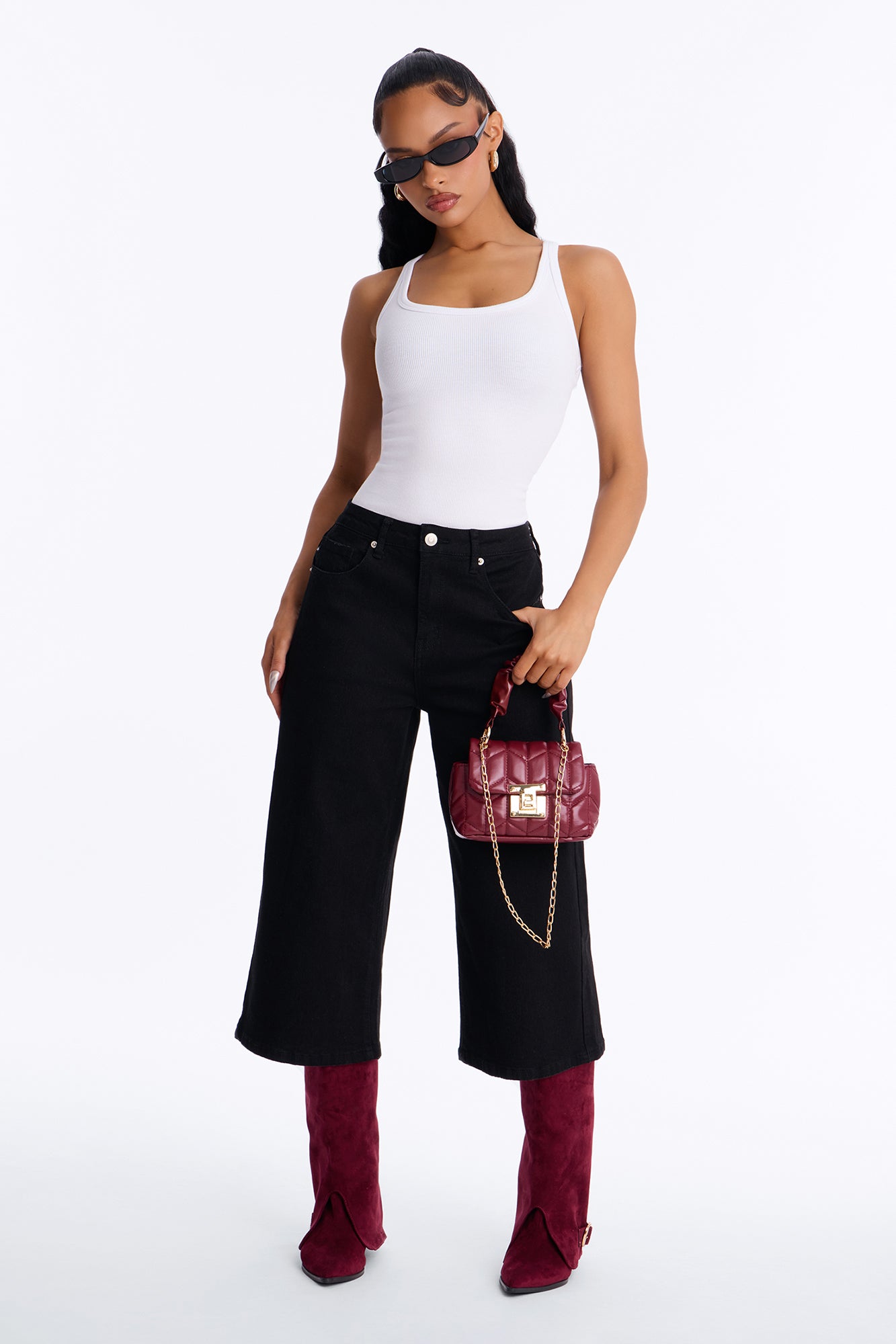 Classic Rib U Neck Tank - White
