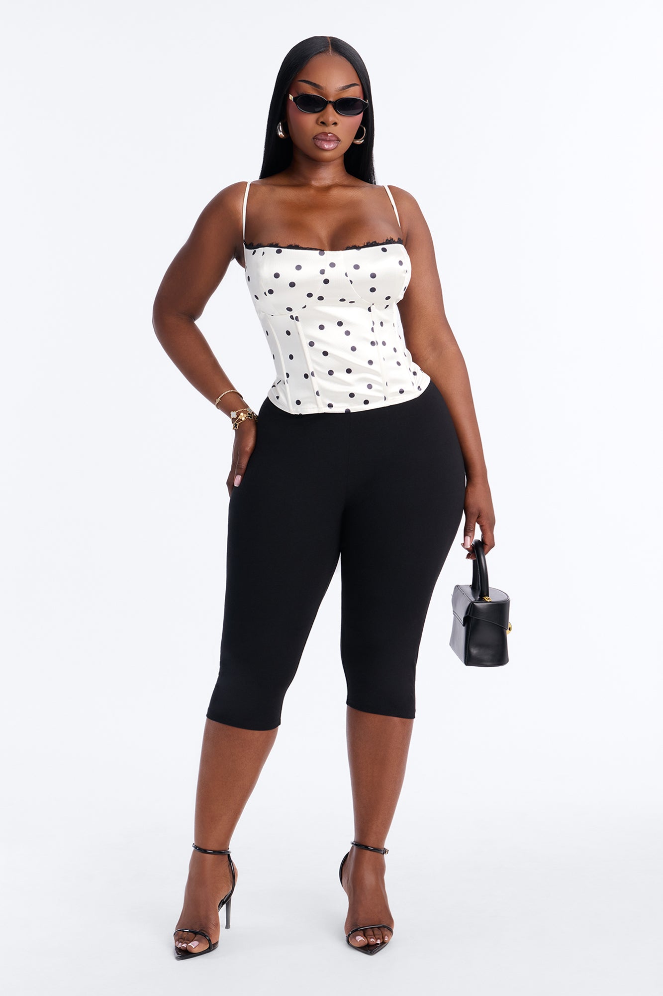 Feeling Darling Polka Dot Corset Top - Ivory/combo