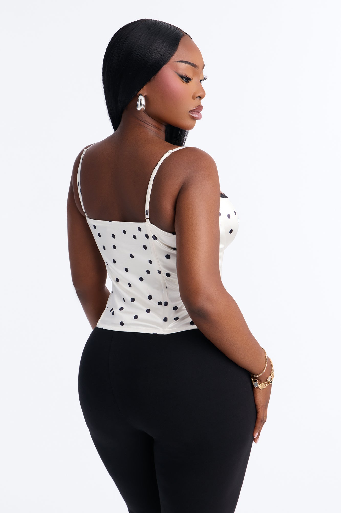 Feeling Darling Polka Dot Corset Top - Ivory/combo