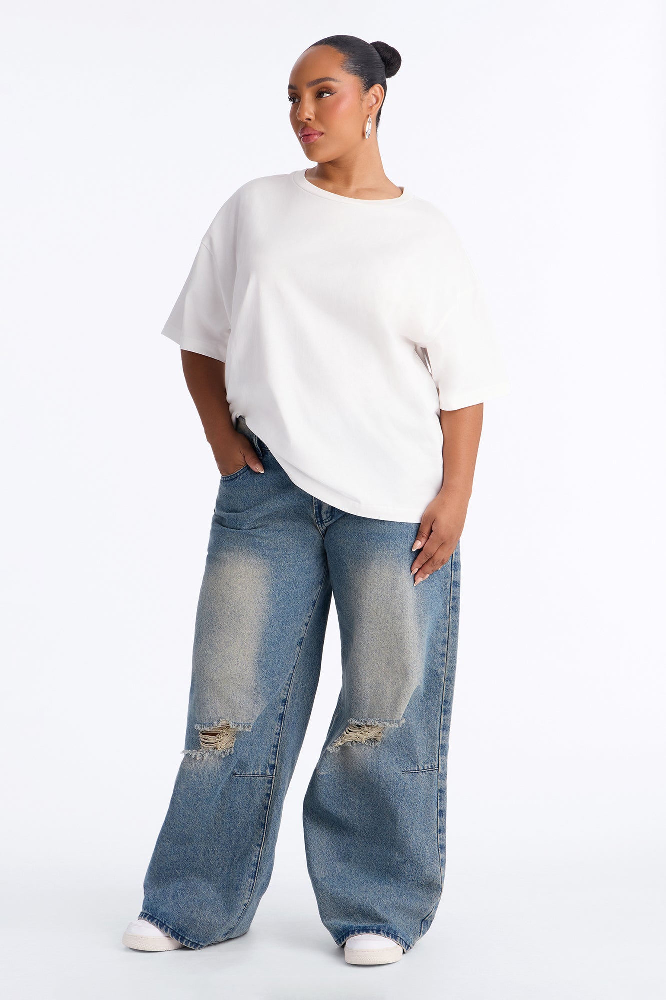 100% Premium Cotton Short Sleeve Boyfriend T-Shirt - White