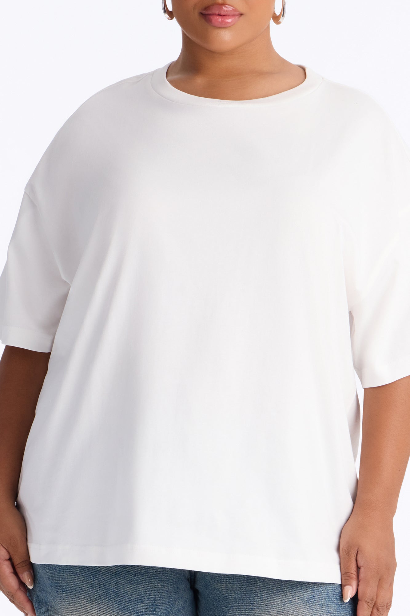 100% Premium Cotton Short Sleeve Boyfriend T-Shirt - White