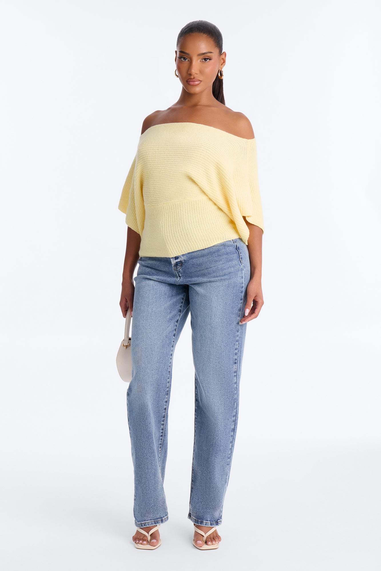 Carol One Shoulder Sweater Top - Butter Yellow