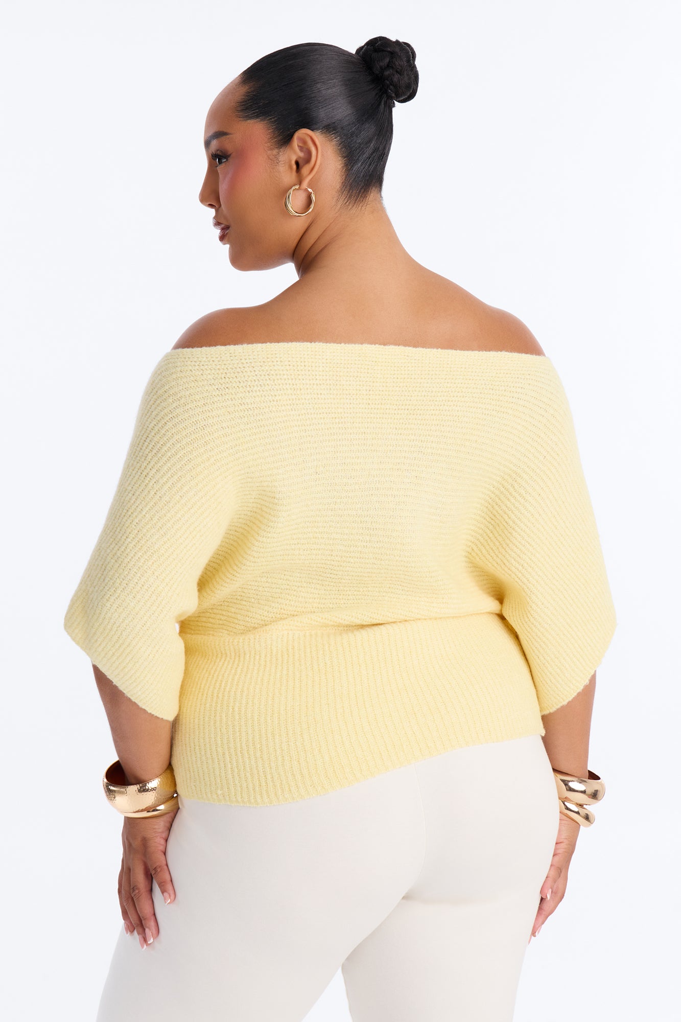 Carol One Shoulder Sweater Top - Butter Yellow