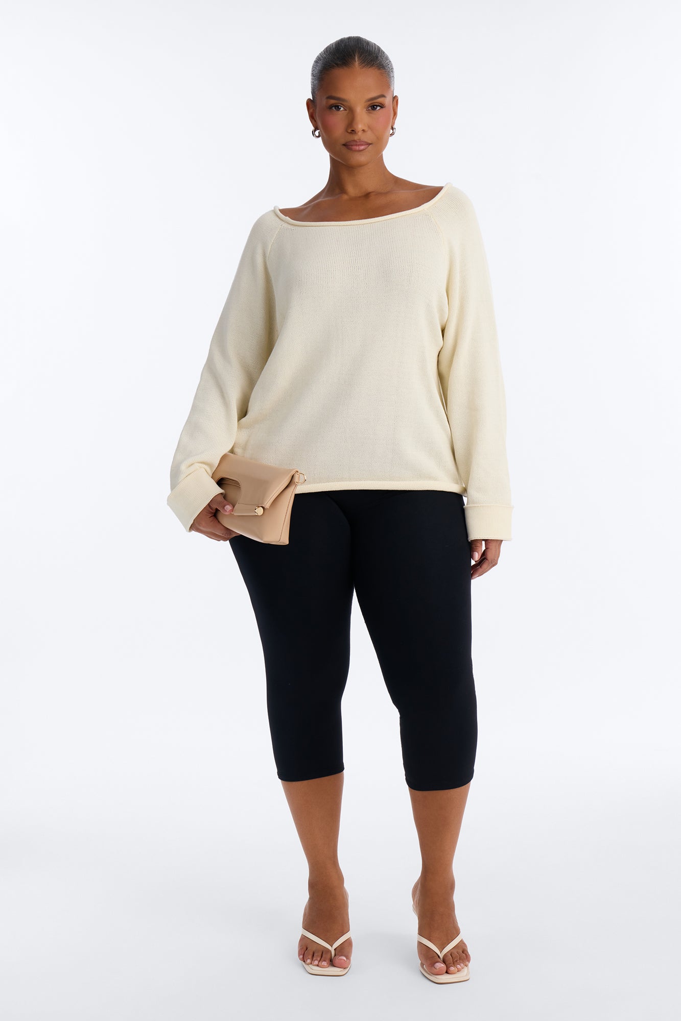 Casey Off Shoulder Long Sleeve Sweater - Ivory