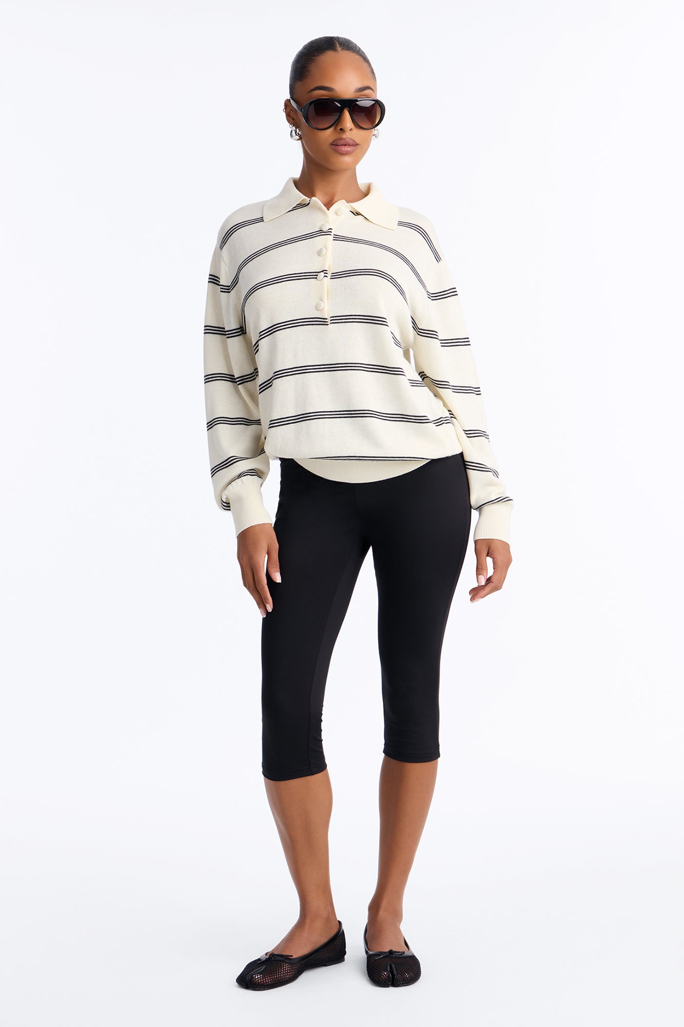 Calm Mornings Striped Pullover Sweater - Cream/combo