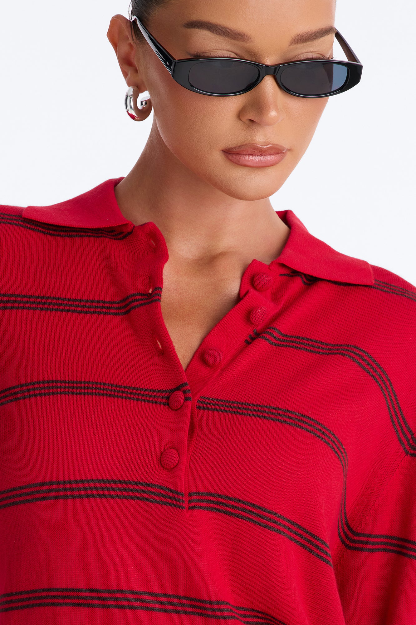 Calm Mornings Striped Pullover Sweater - Red/combo