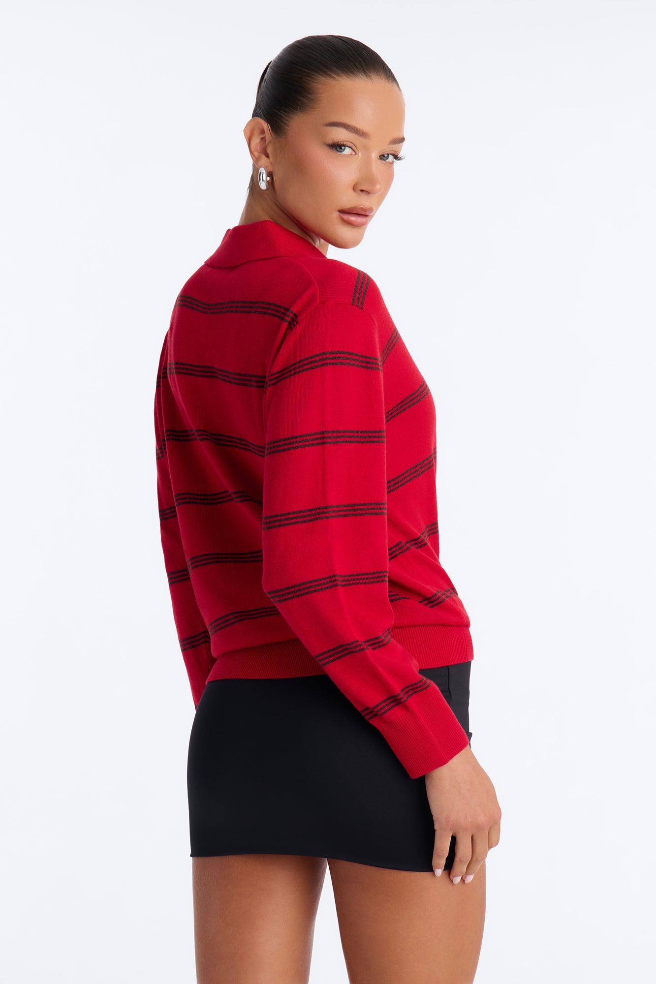 Calm Mornings Striped Pullover Sweater - Red/combo