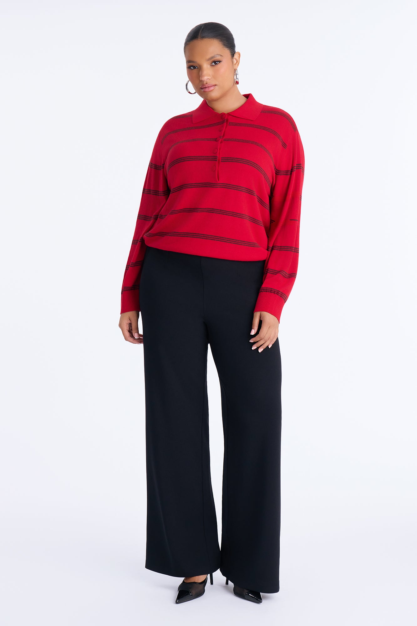 Calm Mornings Striped Pullover Sweater - Red/combo