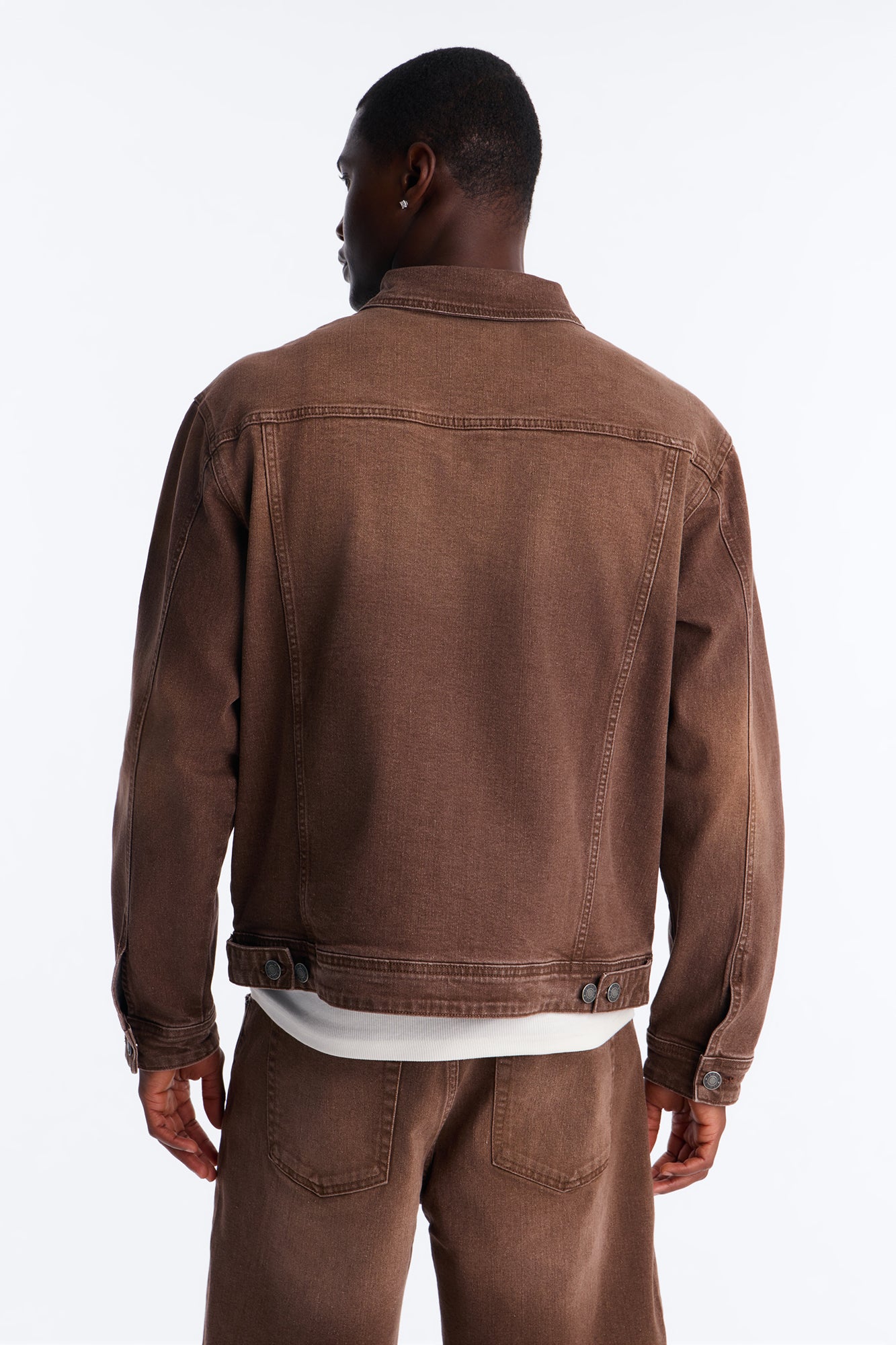 Essential Hue Denim Trucker Jacket - Brown