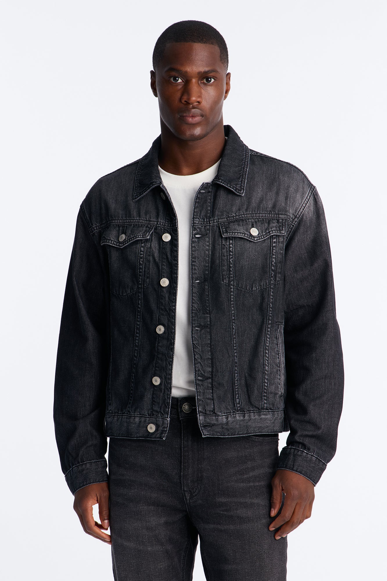 Everyday Hemp Denim Trucker Jacket - Black Wash