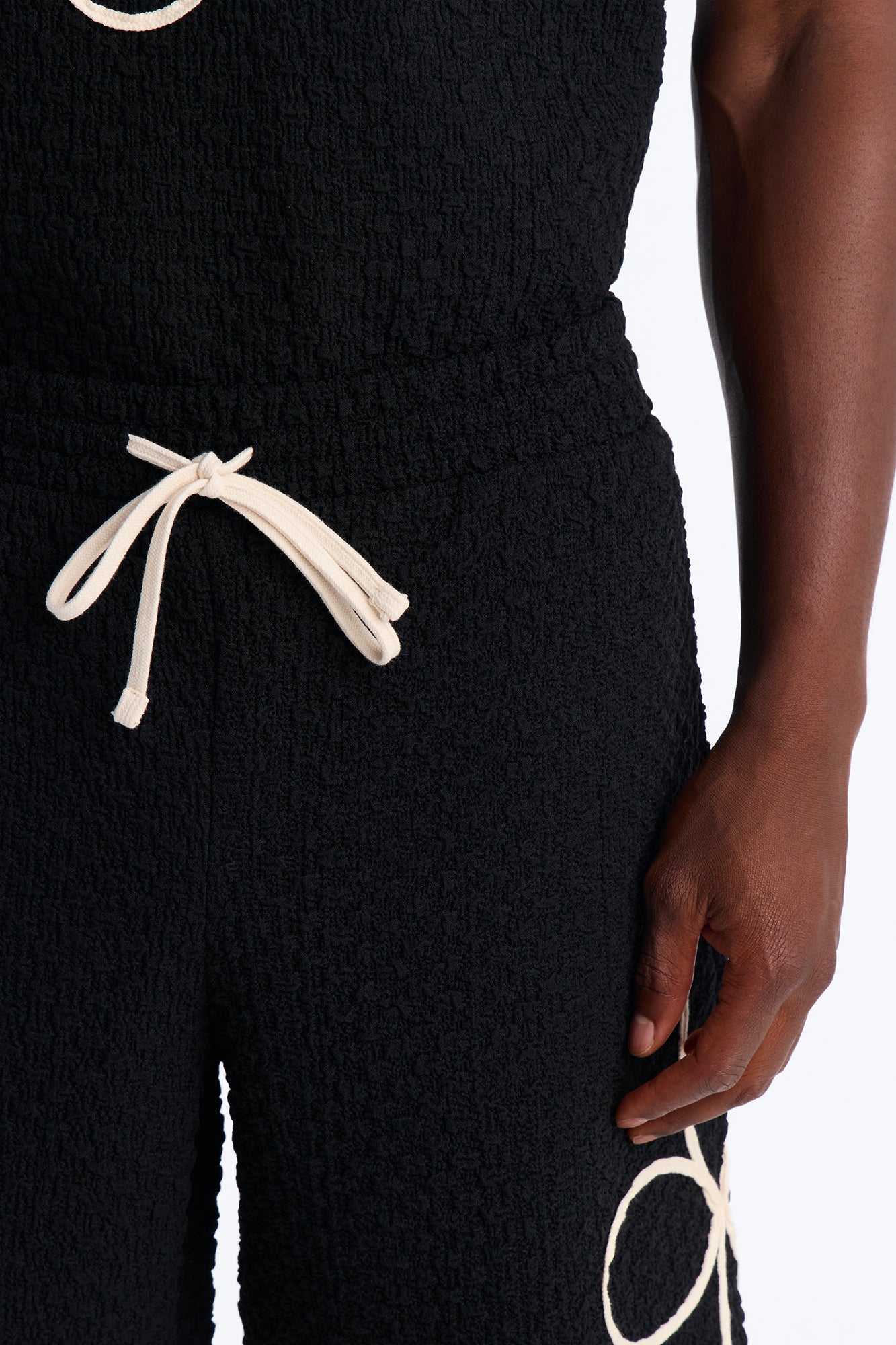 Relaxed Soho Weave Applique Textured Short - Black/combo