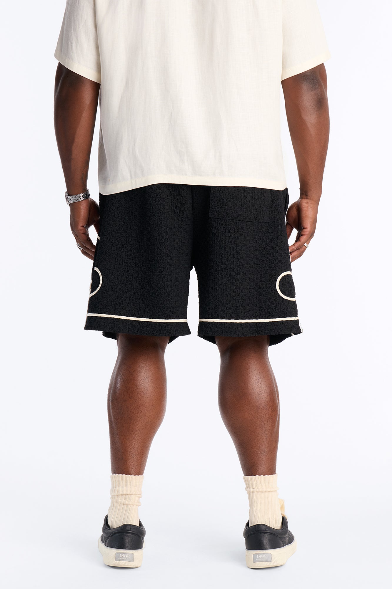 Relaxed Soho Weave Applique Textured Short - Black/combo