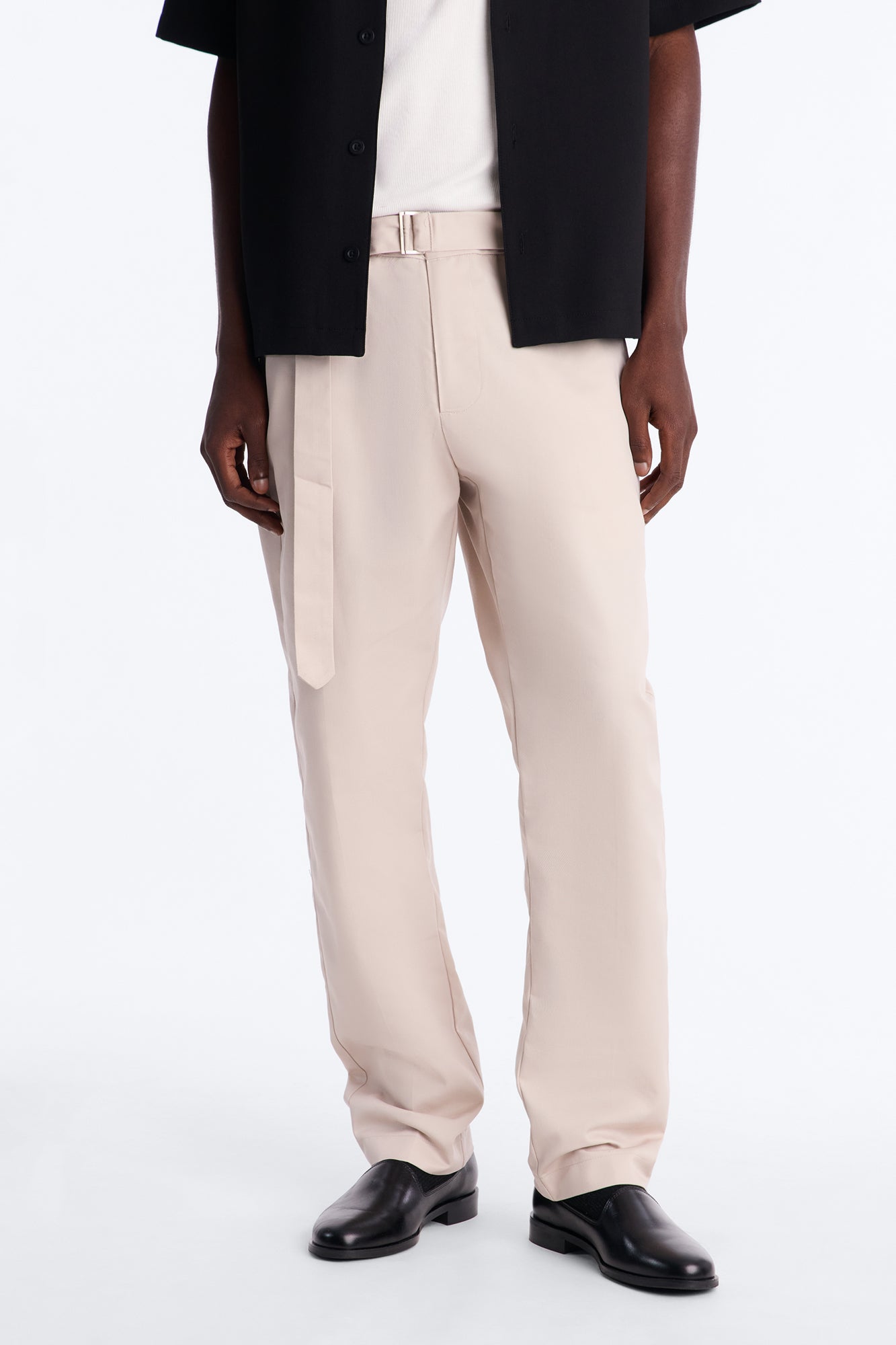 Malakai Belted Straight Leg Pant - Beige