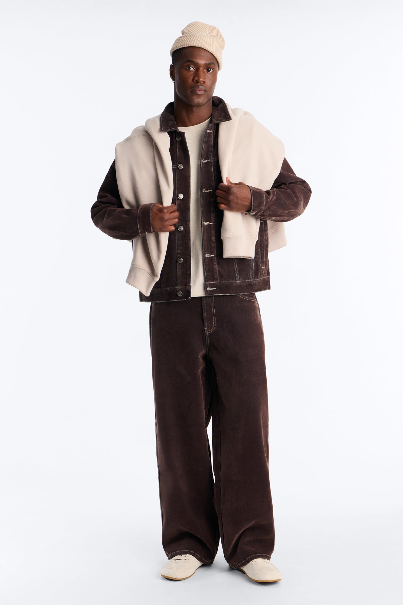 Baggy Studio Flocked Jean - Dark Brown