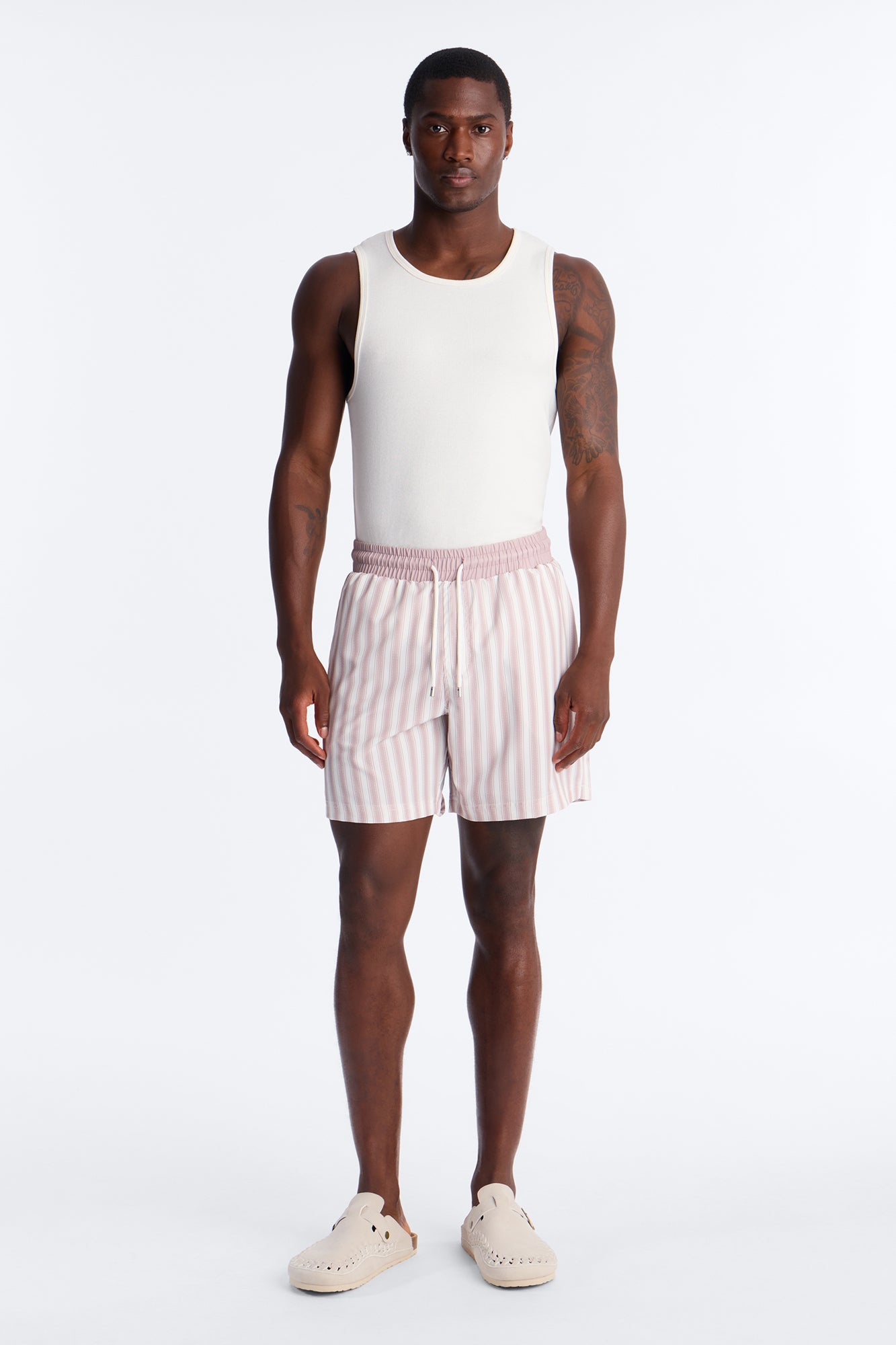 Striped Cabana Swim Trunk 7″ - Pink/combo