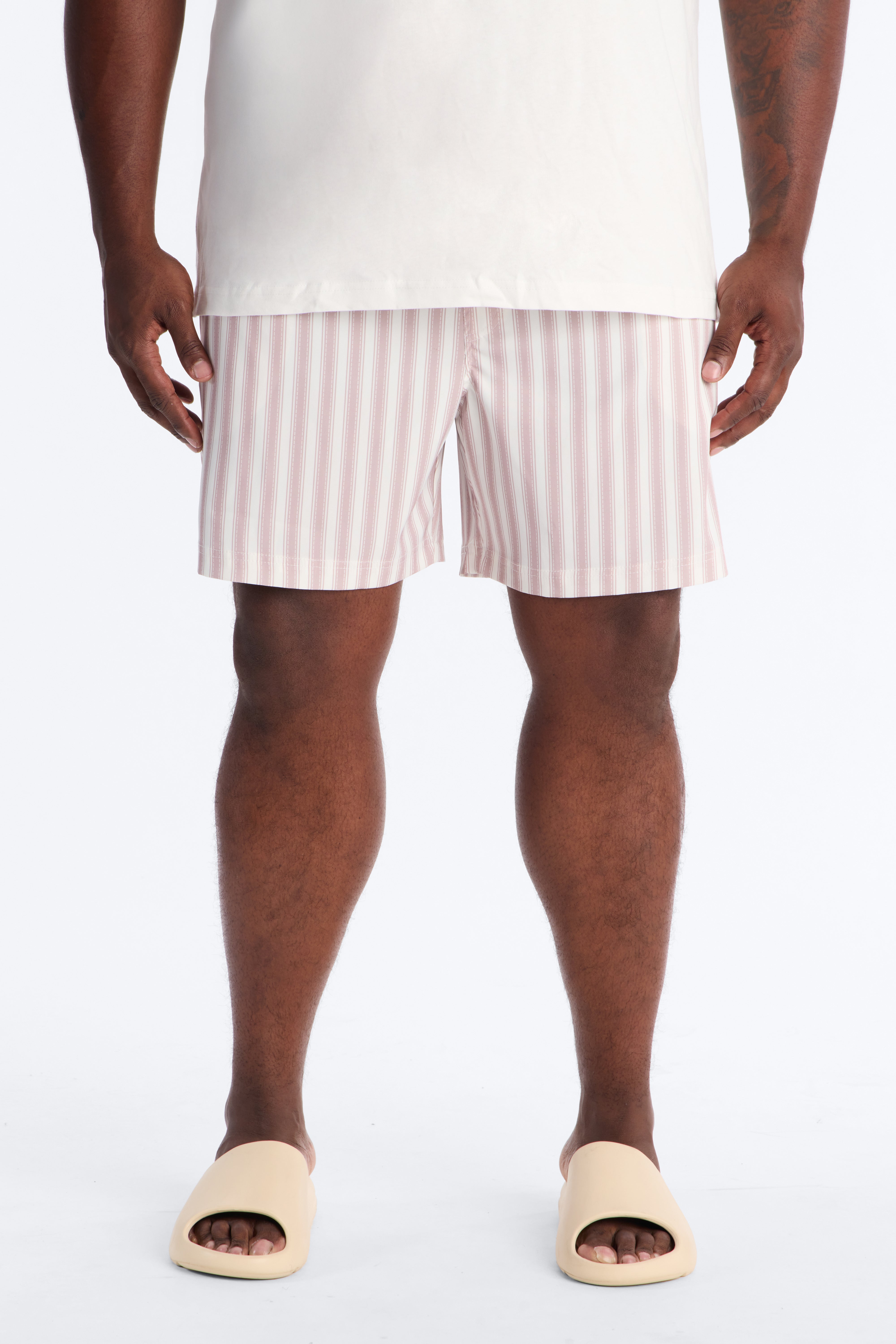 Striped Cabana Swim Trunk 7″ - Pink/combo