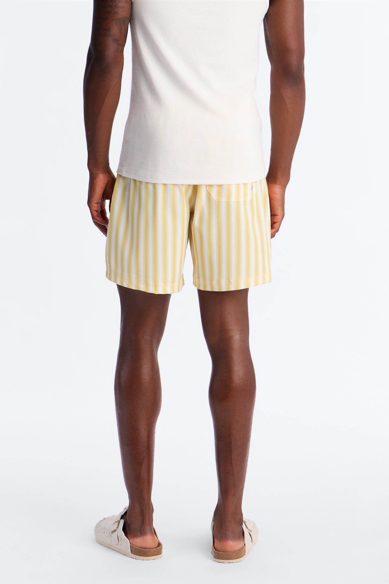 Striped Cabana Swim Trunk 7″ - Yellow/combo