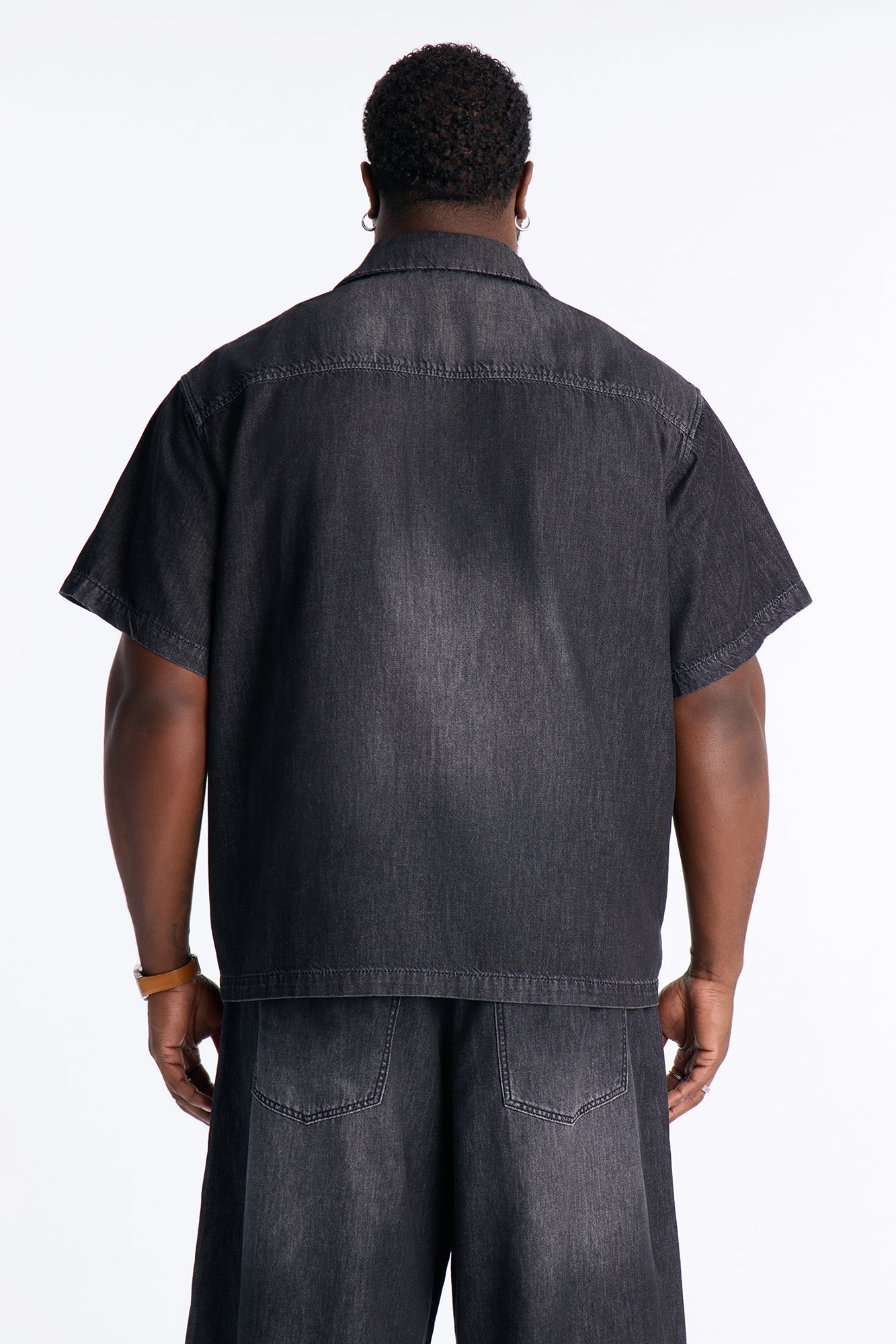 Everyday Hemp Relaxed Cuban Collar Denim Shirt - Black Wash
