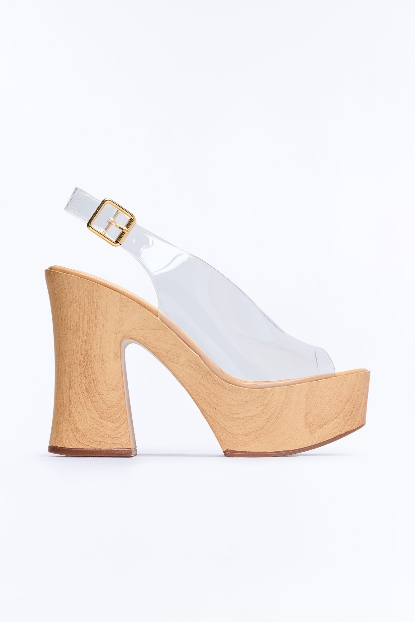 Jenessa Platform Wood Heels - Clear