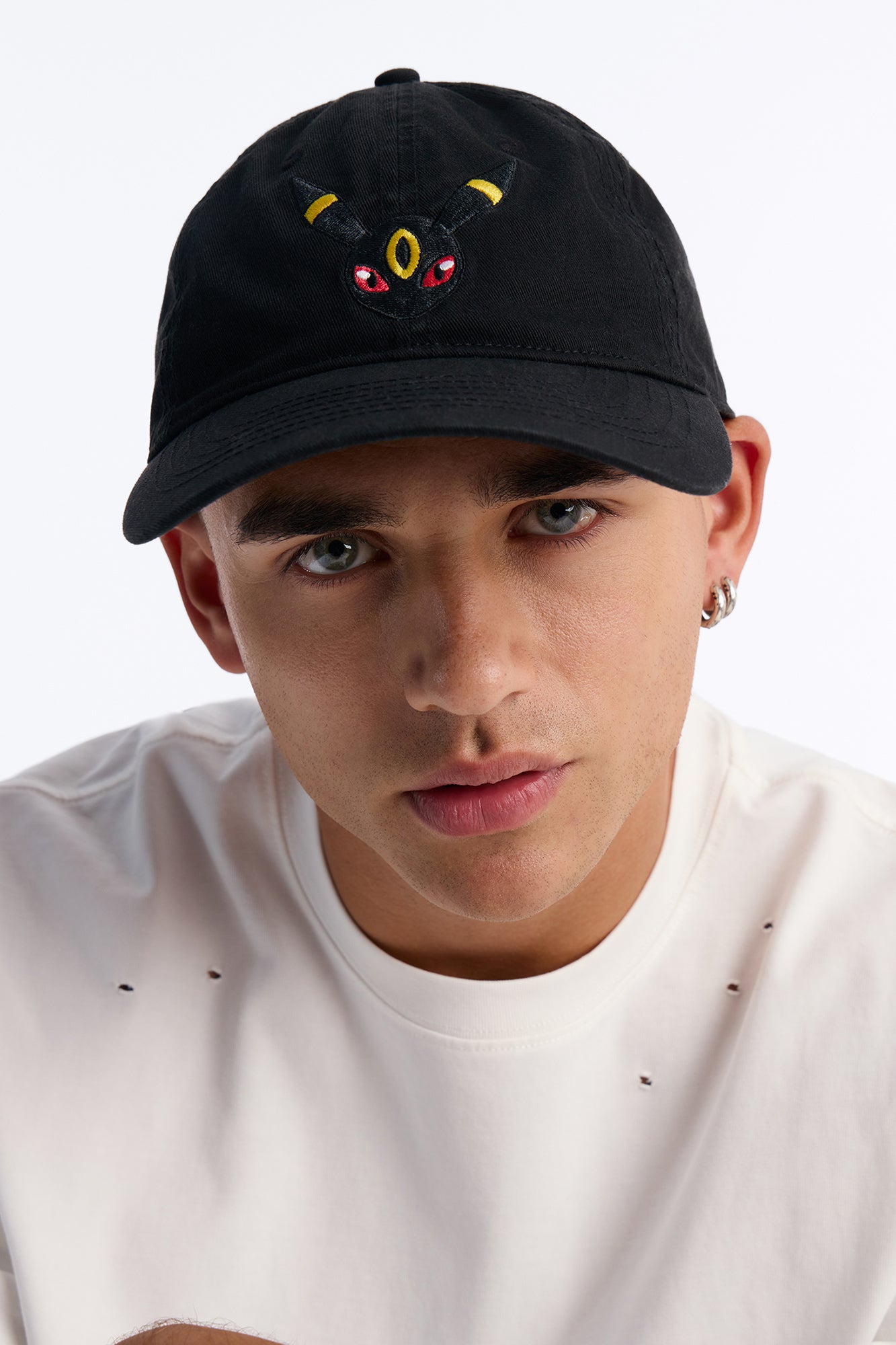 Pokemon Umbreon Embroidered Washed Baseball Hat - Black