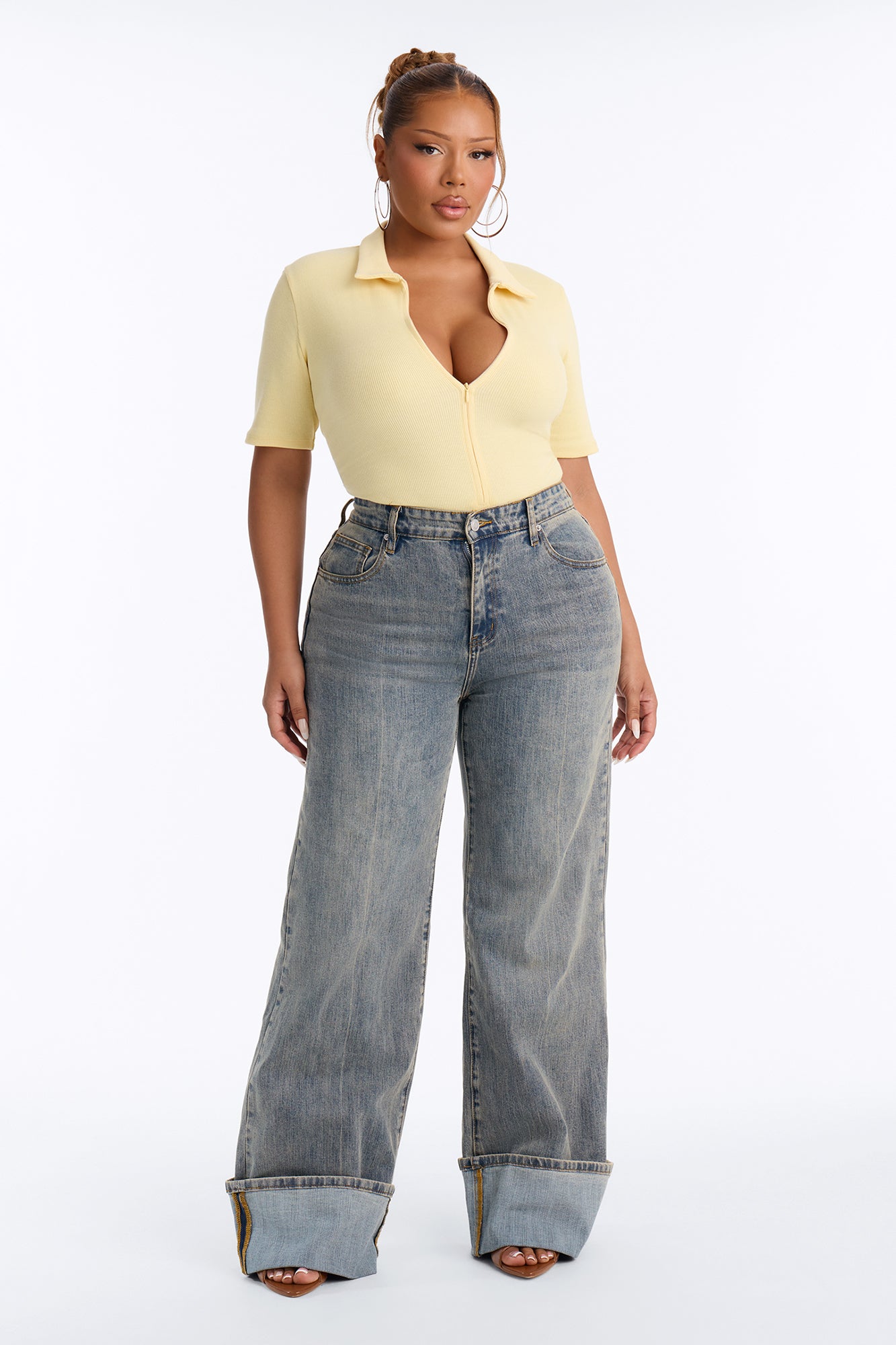 Hustle And Grind Short Sleeve Bodysuit - Butter Yellow