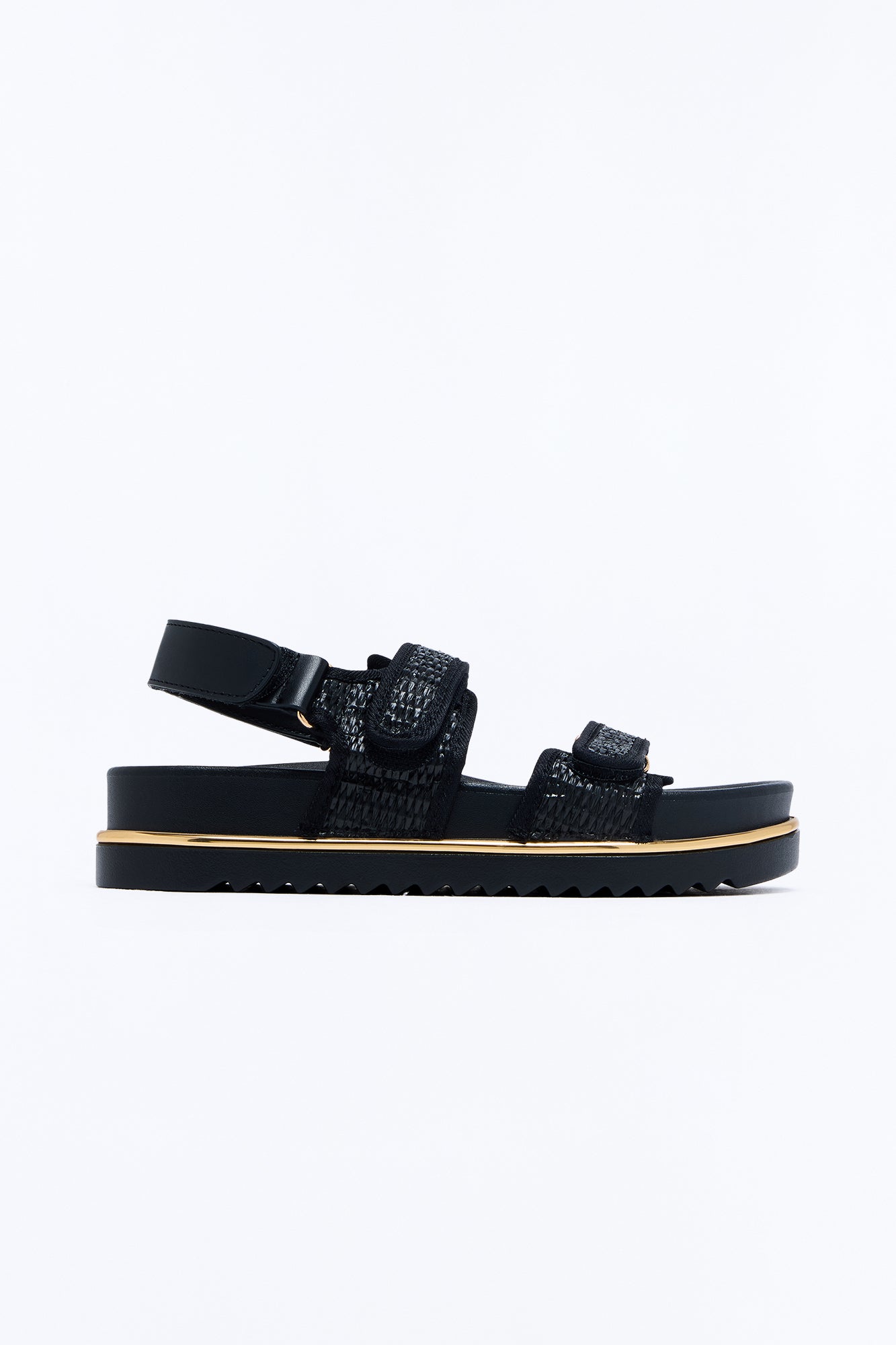 No Pressure Raffia Sandals - Black