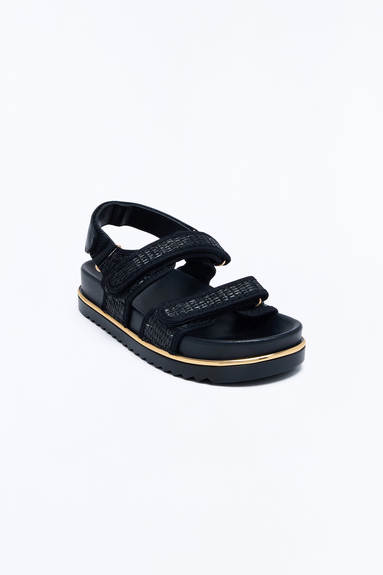 No Pressure Raffia Sandals - Black