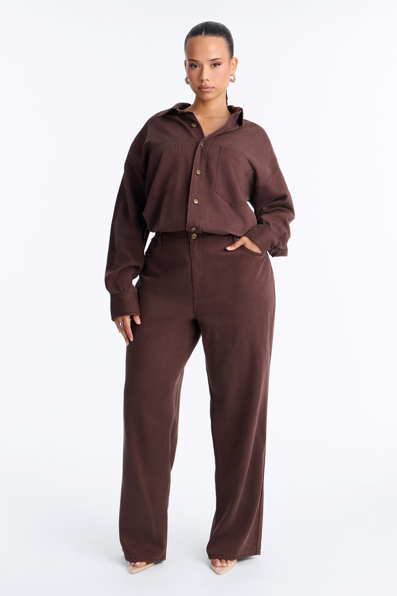 Farmer's Market Cutie Denim Jumpsuit - Chocolate