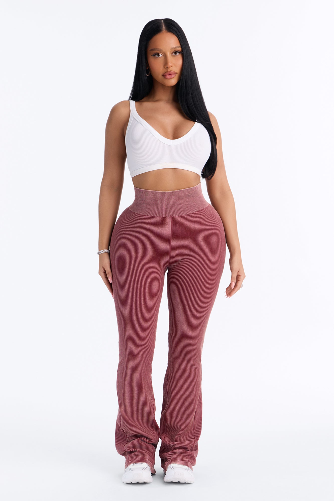 Tall Mia Ribbed Seamless Flare Pant - Sangria